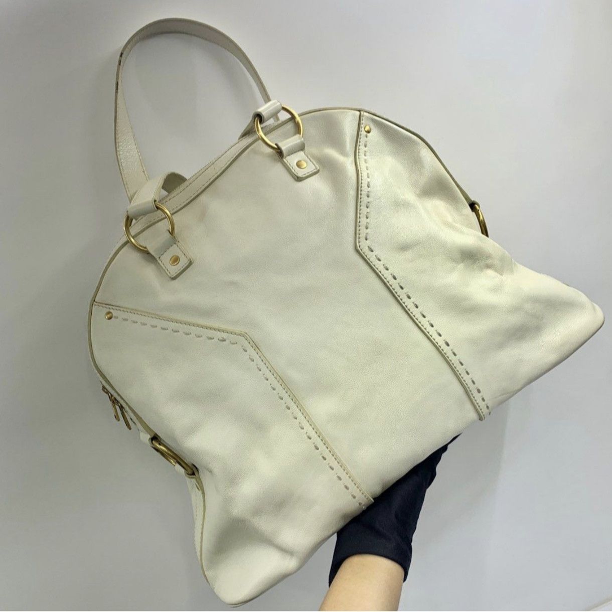 Yves Saint Laurent YSL rive gauche Muse Iconic Bag Large White Leather Size ONE SIZE - 4 Thumbnail