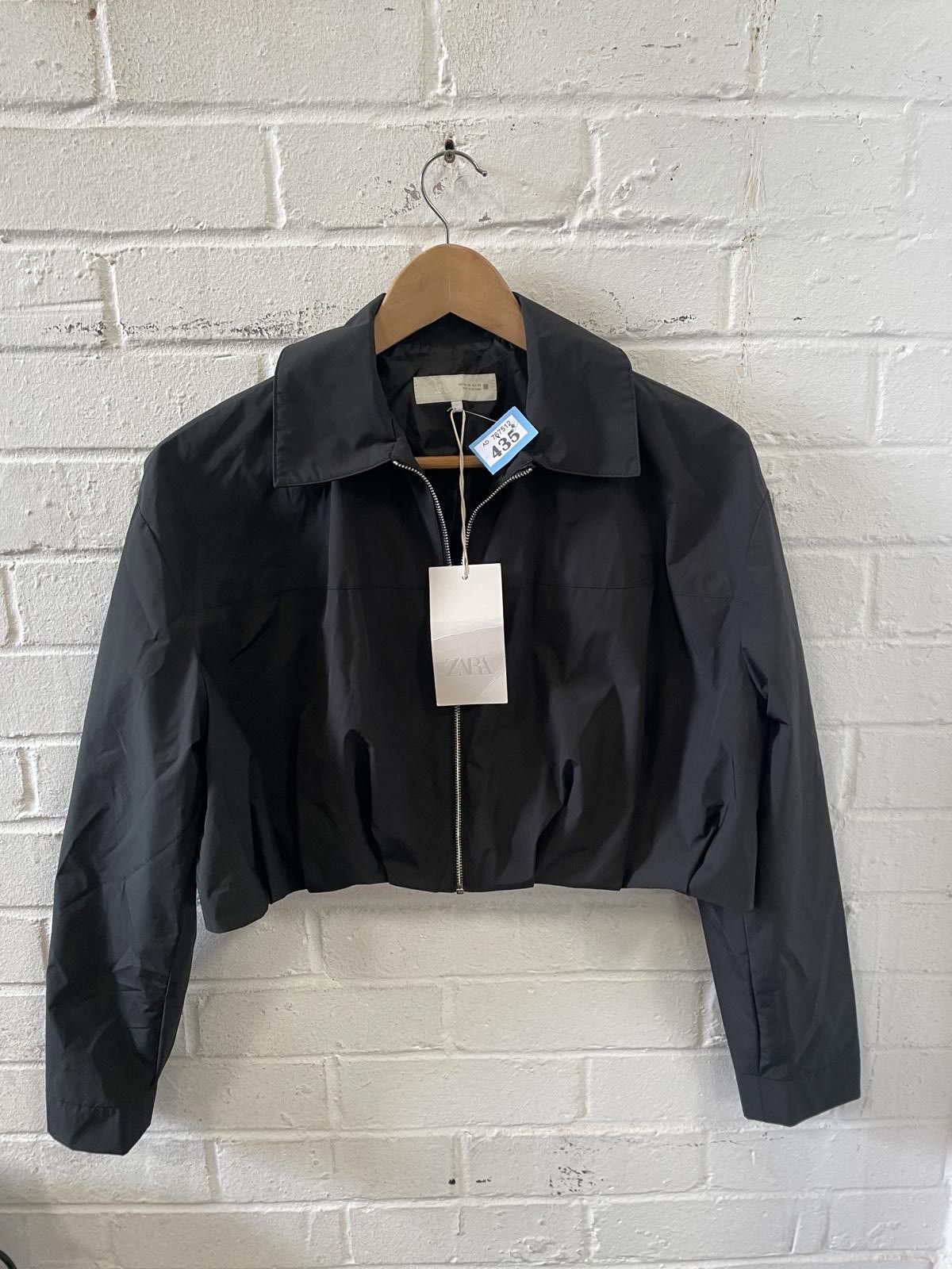 Zara ZARA Black Cropped Jacket with Zipper Size XS / US 0-2 / IT 36-38 - 1 Thumbnail