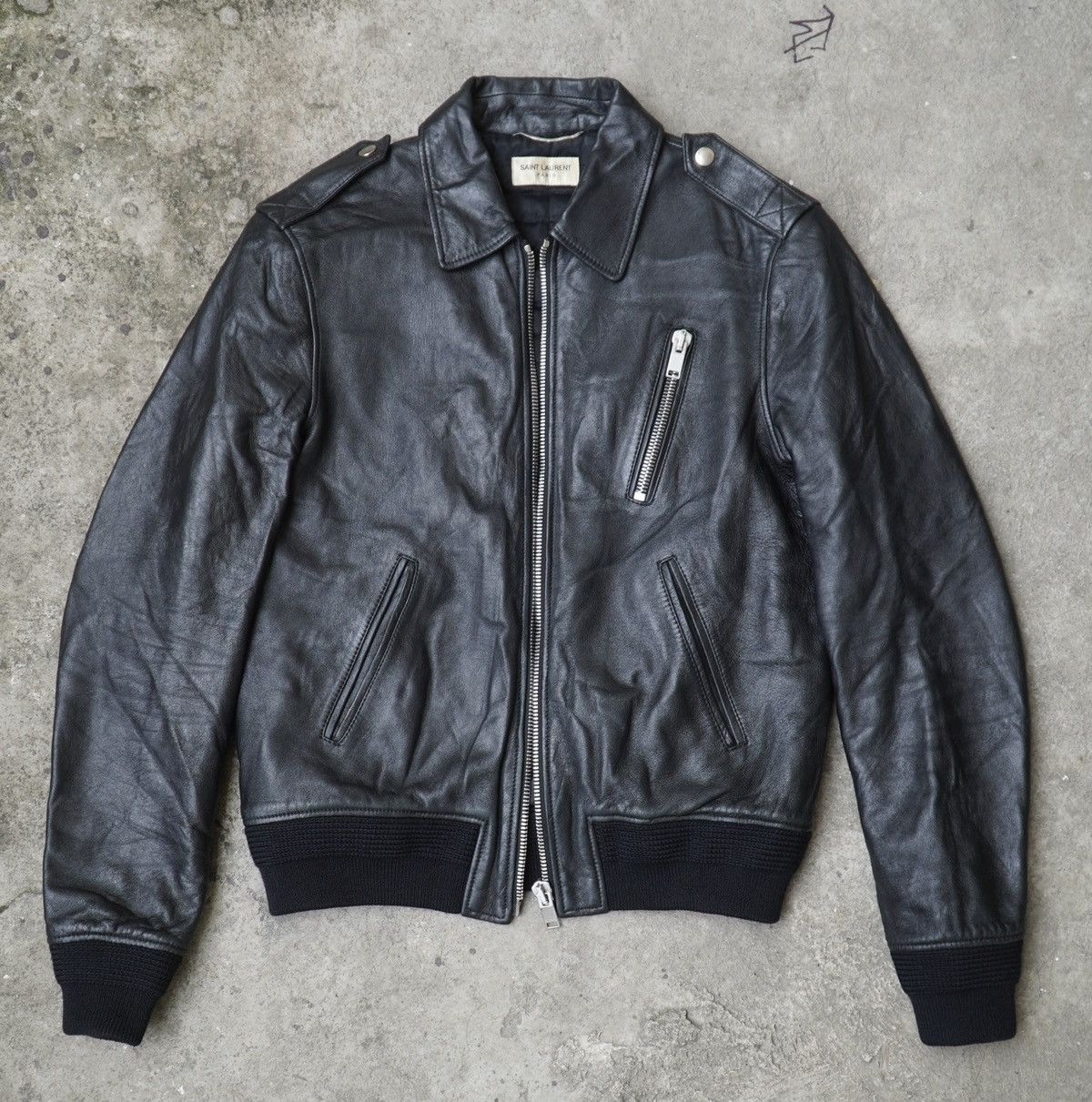 Saint Laurent Paris Saint Laurent - Hedi Slimane F/W15 - Aviator Leather Jacket Size US S / EU 44-46 / 1 - 2 Thumbnail