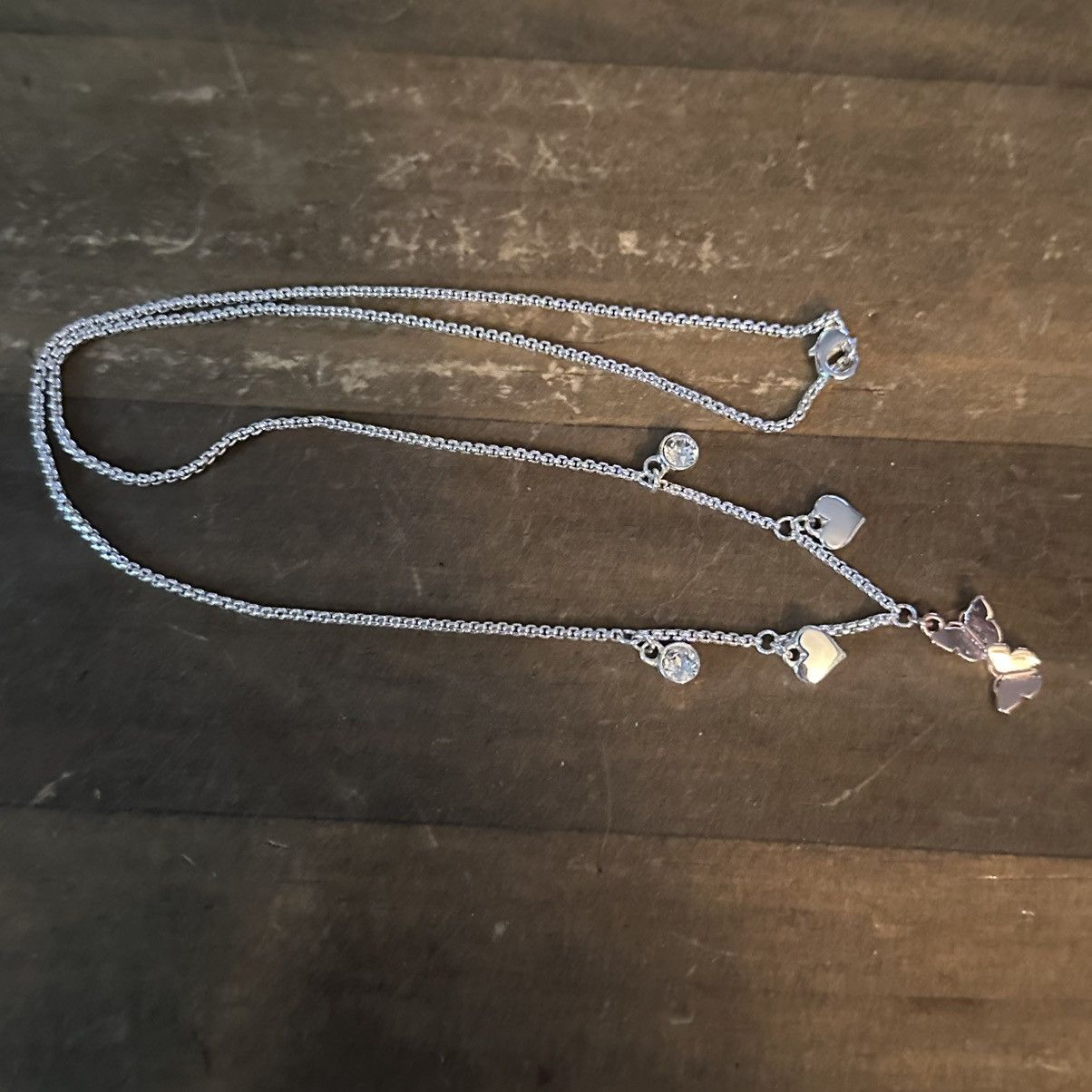 Other Silver hearts, crystals & rose gold butterfly charm necklace Size ONE SIZE - 5 Thumbnail