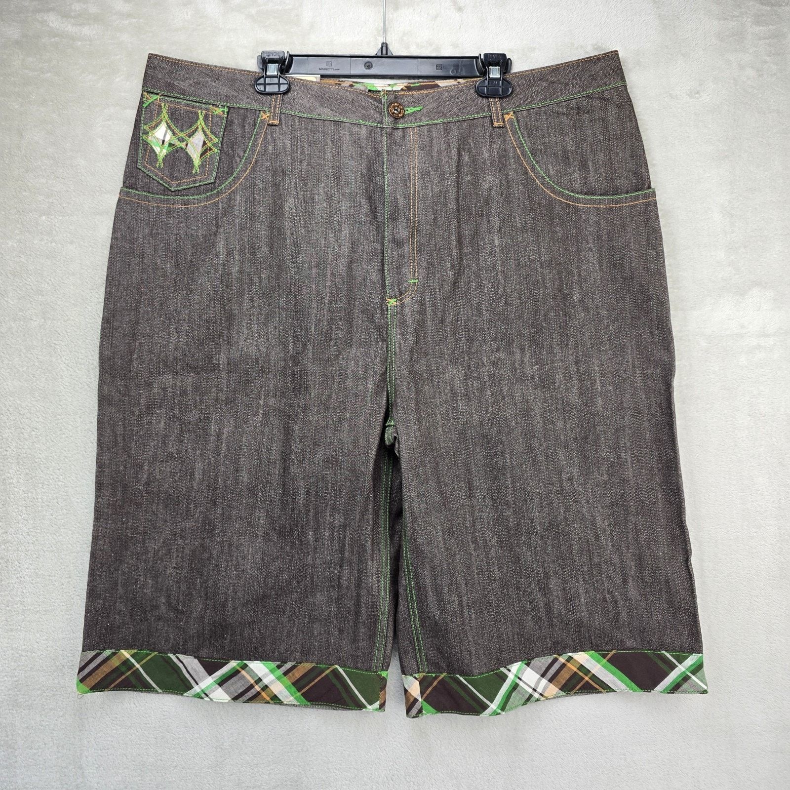 Other Vintage Kno Betta Denim Shorts Mens 42 Y2K Baggy Plaid Size US 42 / EU 58 - 2 Thumbnail