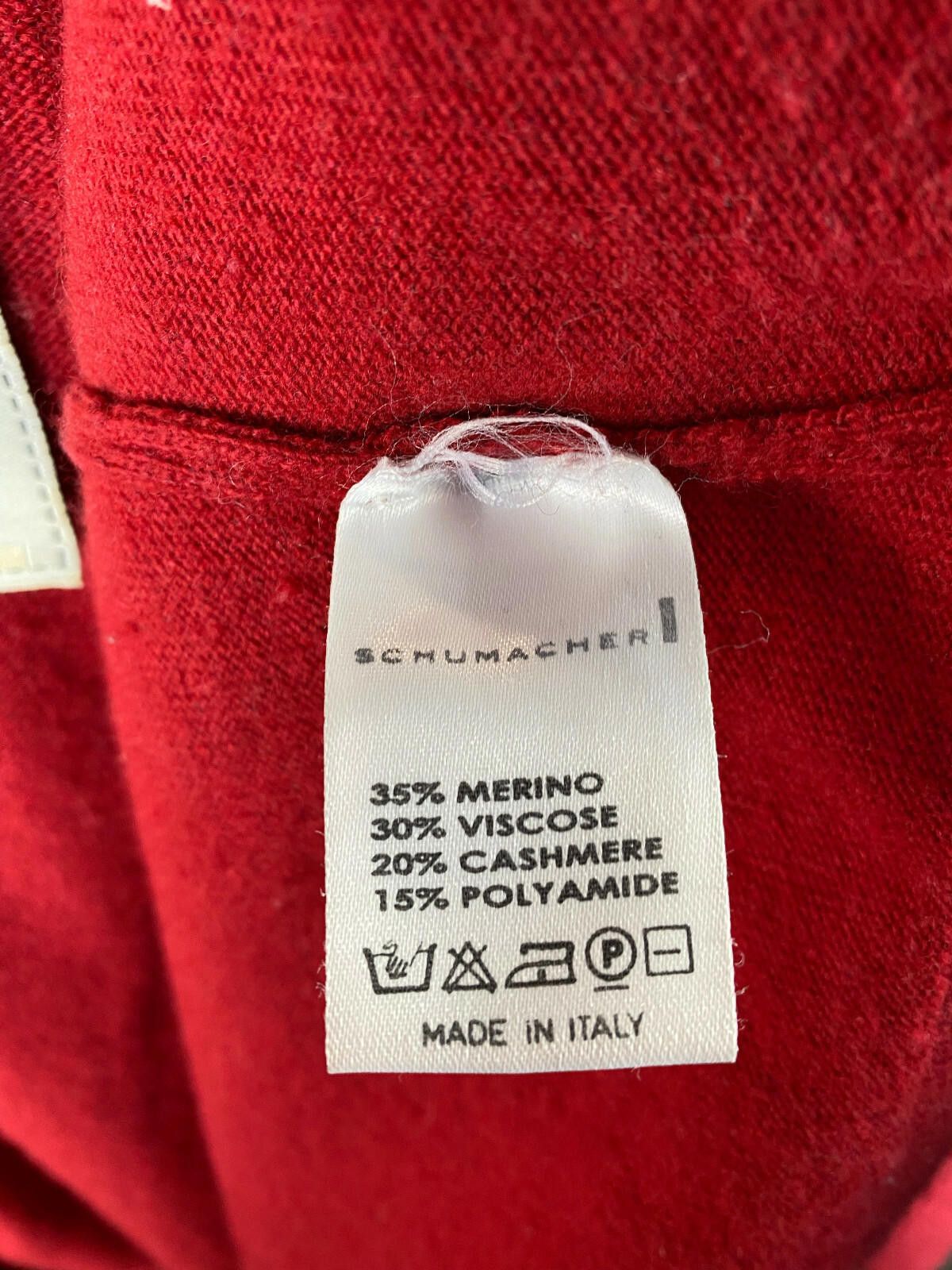 Designer Schumacher Red Wool Cardigan Sweater Size XS Size XS / US 0-2 / IT 36-38 - 8 Thumbnail