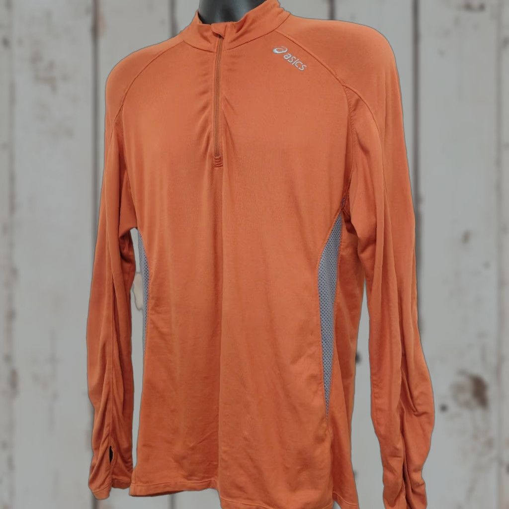 Asics ASICS Shirt Women's Medium Orange 1/4 Zip Base Layer High Neck Long Sleeve Athletic Activewear Women Mens? Size M / US 6-8 / IT 42-44 - 1 Thumbnail