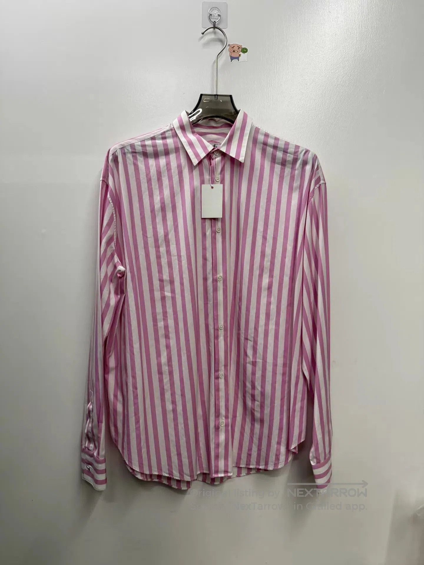 Hermes Pink and White Striped Long Sleeve Button-Up Shirt. Size US M / EU 48-50 / 2 - 1 Thumbnail
