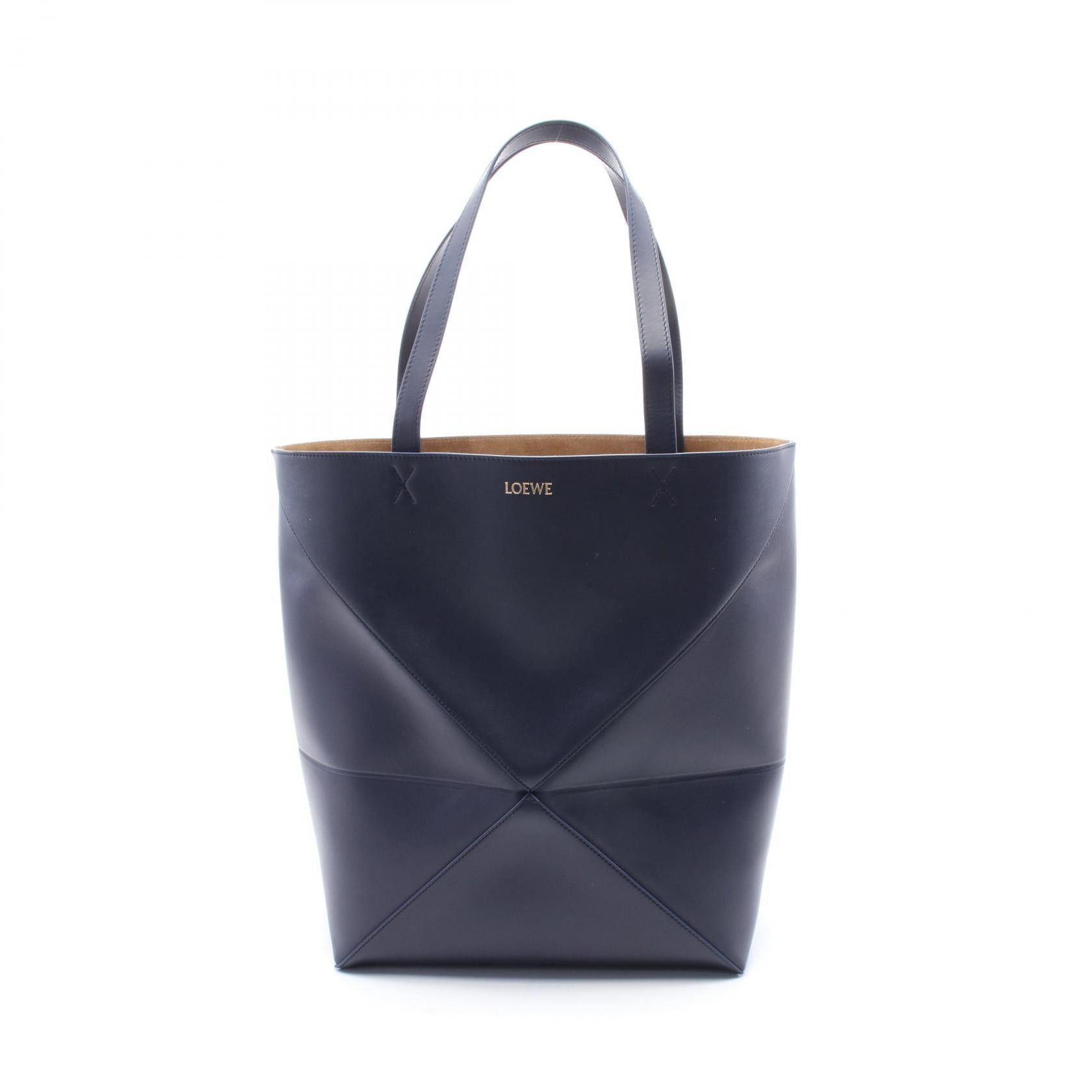 Loewe Loewe Puzzle Fold Tote Large Handbag Bag Leather Navy Size ONE SIZE - 1 Thumbnail
