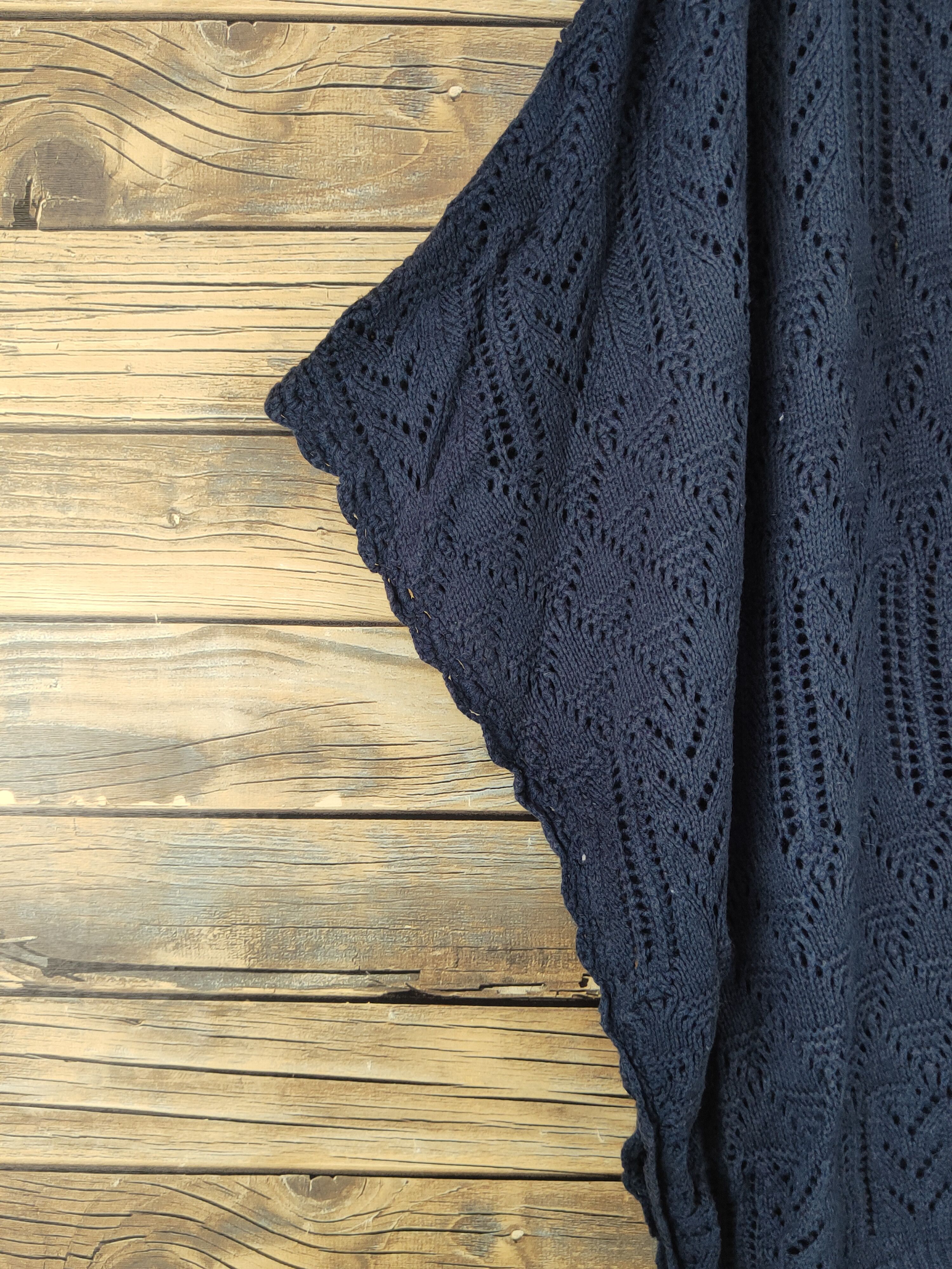 Japanese Brand Olive des Olive Navy Net Knitwear Cardigan #W1811 Size XL / US 12-14 / IT 48-50 - 5 Thumbnail