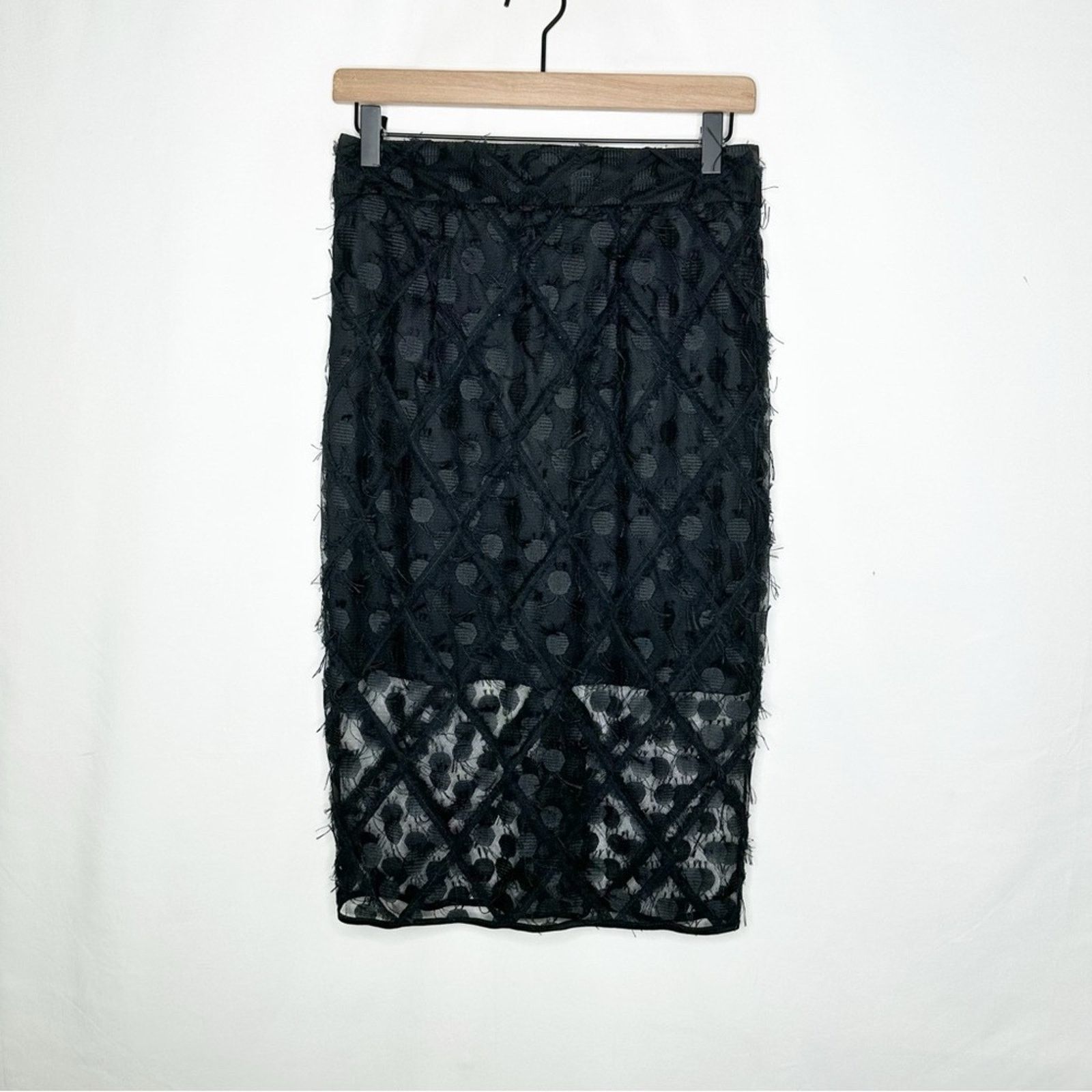 MILLY Black Lace Midi Pencil Skirt NWT in Size 4 display picture 1