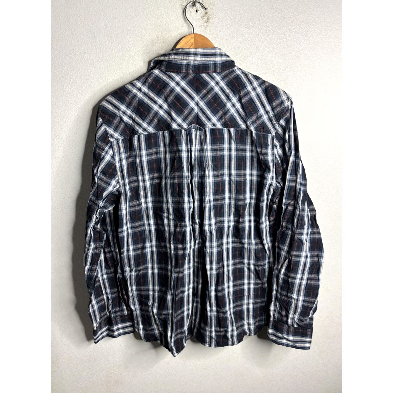 Levi's Levi's Mens Large Blue Plaid Long Sleeve Western Pearl Snap Casual Shirt Size US L / EU 52-54 / 3 - 6 Thumbnail