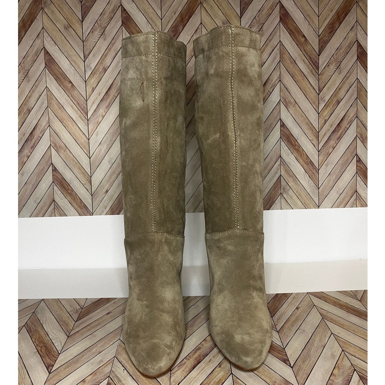 Other 1.State Maribell Pebble Suede Mid-Calf Boots Tan Womens 7.5M Size US 7.5 / IT 37.5 - 4 Thumbnail
