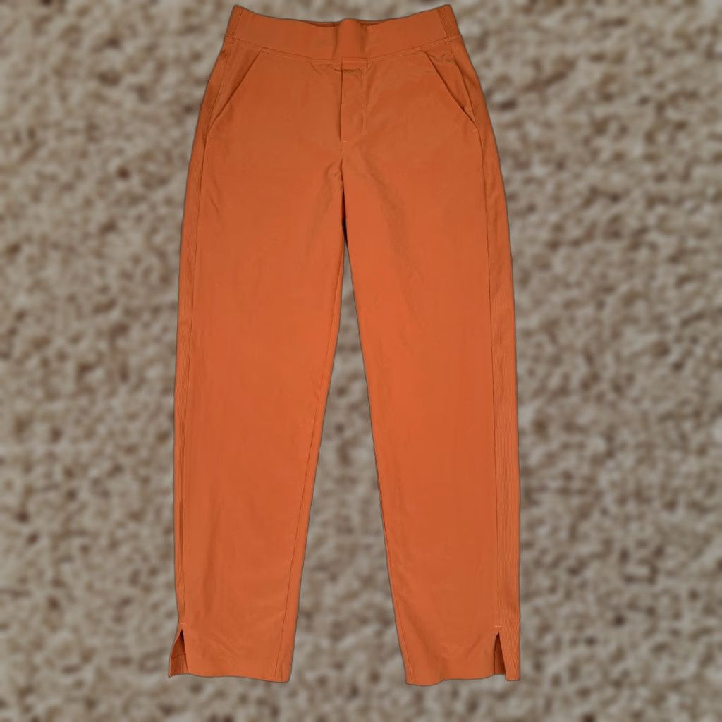 Athleta Pants Womens 0 Orange Ankle Elastic Waist Pockets Stretch Comfort Casual
