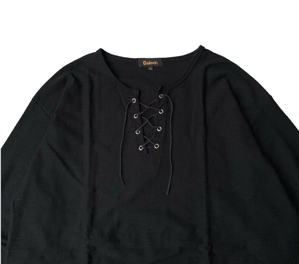 Japanese Brand Gainer Lace Up Longslevee Tshirt Size US XL / EU 56 / 4 - 2 Thumbnail