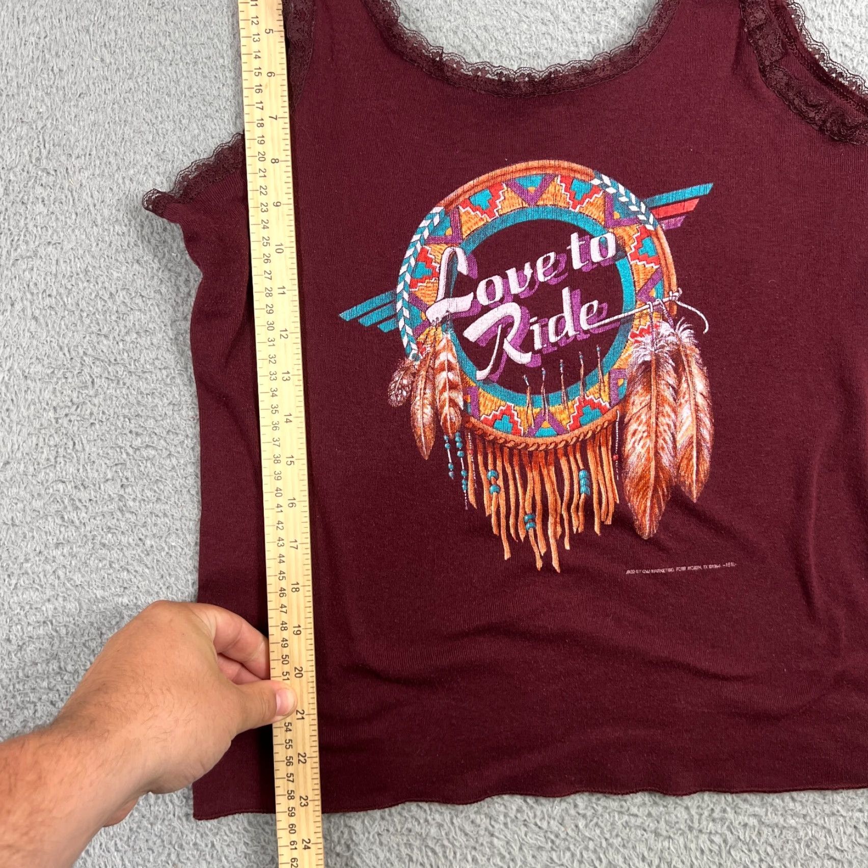 Native Vintage 3D Emblem Tank Top Biker Chick Native Aztec 90s Maroon Size XL Size XL / US 12-14 / IT 48-50 - 7 Thumbnail