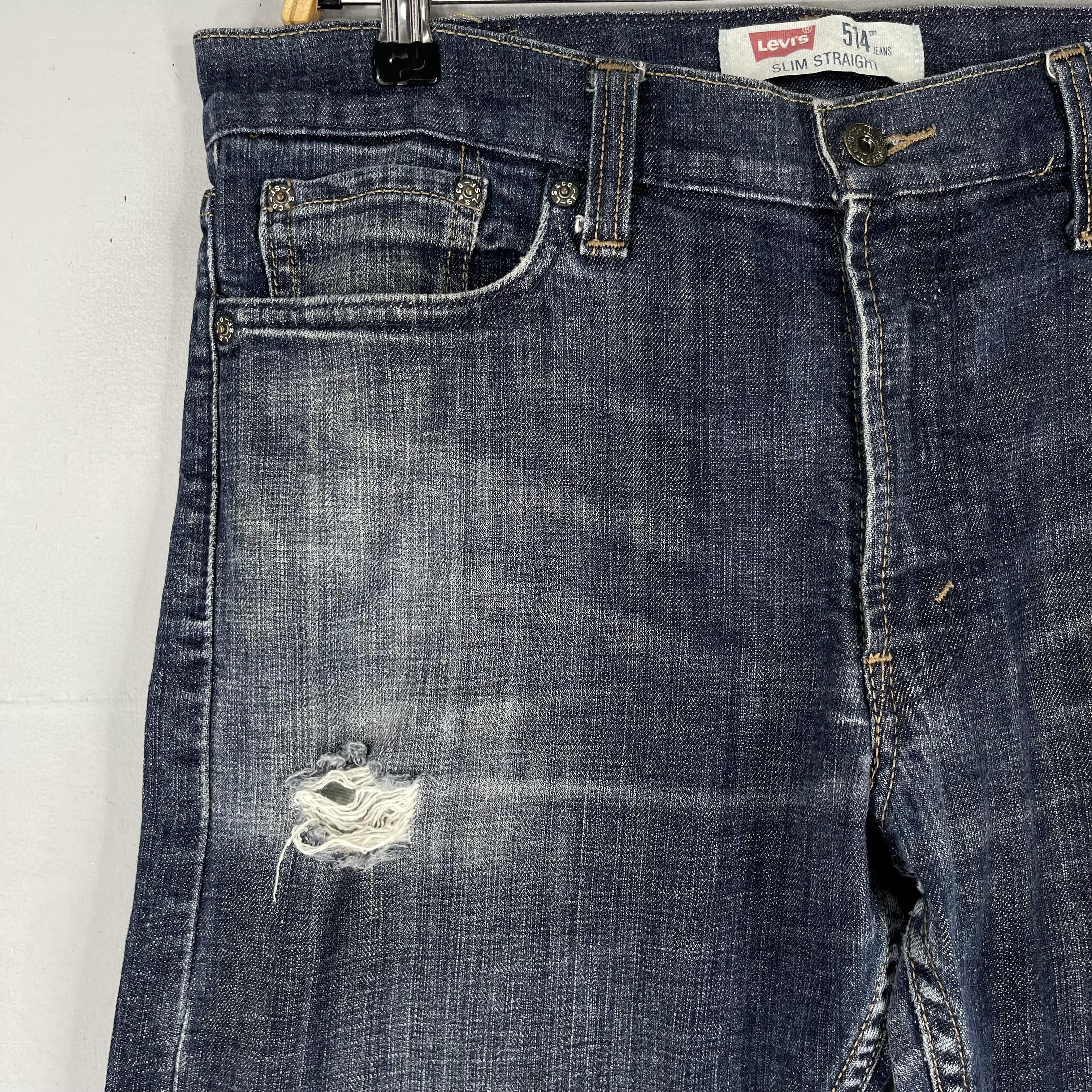 Levi's W34 L30 Vintage 514 Slim Straight Distressed Ripped Jeans Size US 34 / EU 50 - 3 Thumbnail