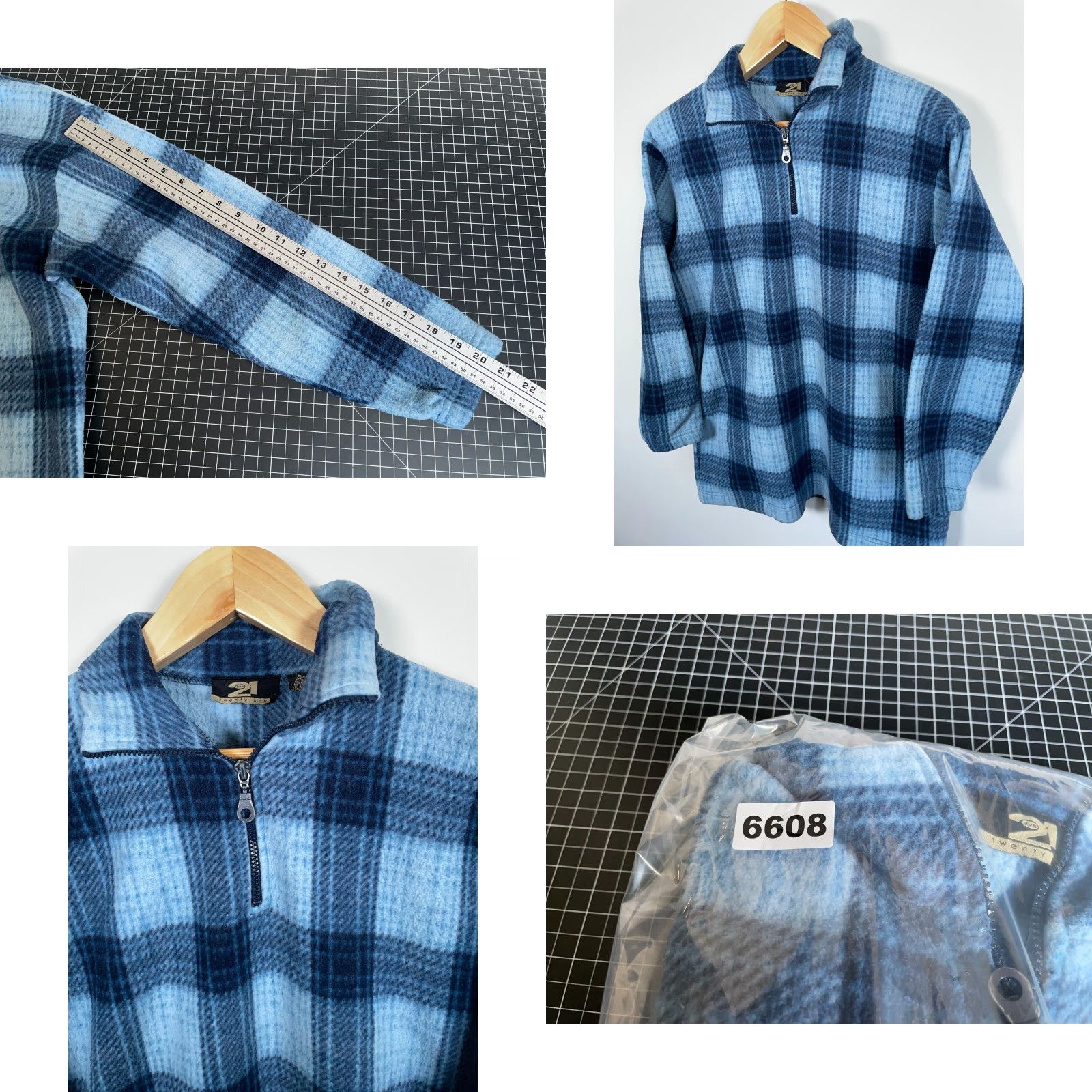 Vintage VINTAGE rue21 Fleece Jacket Blue Plaid 1/4 Zip Adult Large Mens 90s Grunge Pullover Size US L / EU 52-54 / 3 - 8 Thumbnail