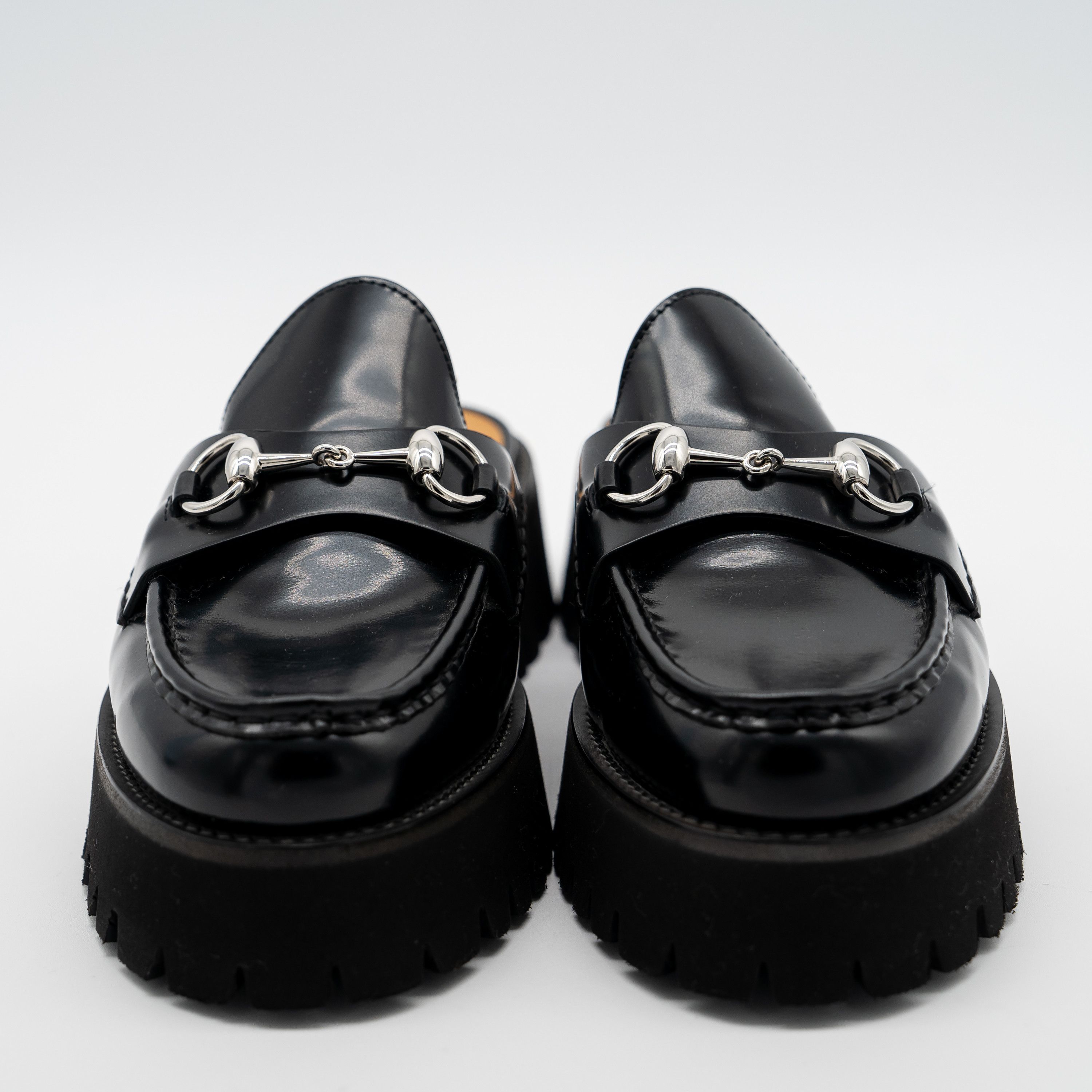 Gucci 40G Gucci Mules Platform Horsebit Black Leather Lug Sole Size US 10 / IT 40 - 2 Thumbnail