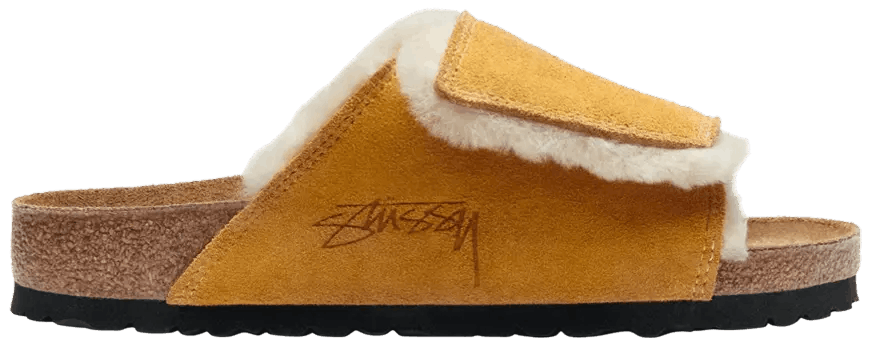 STUSSY Birkenstock Suede Shearling Slide Caramel size EU 40 / US 7 Birkenstock Boston Clog Stussy Caramel (2021) Men main image 2