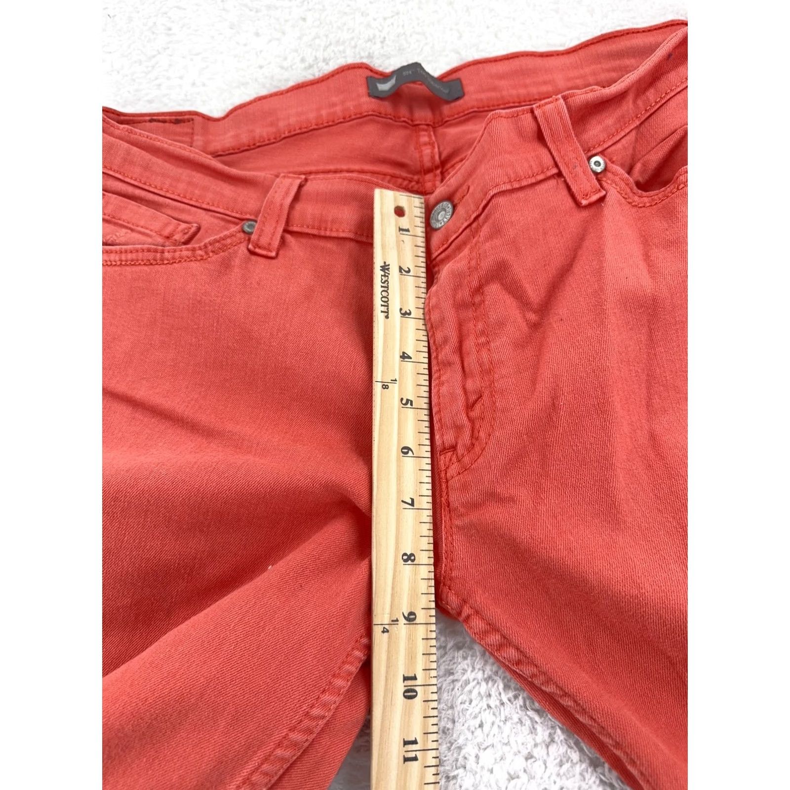 Levi's Levi's 524 Jeans Womens 33 Red Distressed Slim Fit Stretch Denim Skinny Pockets 33 in Inseam 32 in XS? Size 24" / US 00 / IT 34 - 7 Thumbnail