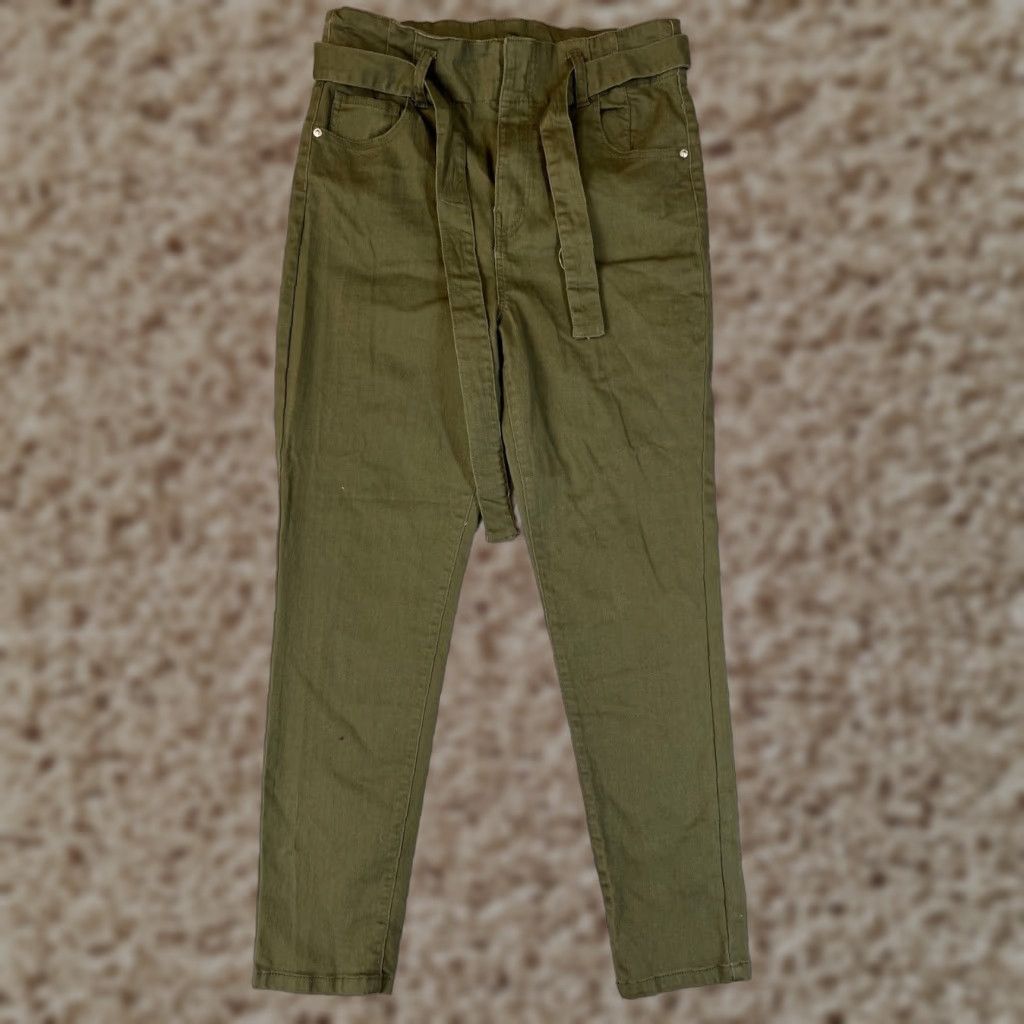Almost Famous VINTAGE Almost Famous Jeans Womens 11 Green Belted High Rise Skinny Denim 5-Pocket Rise >10.5 in Womens Size 32" / US 10 / IT 46 - 1 Thumbnail