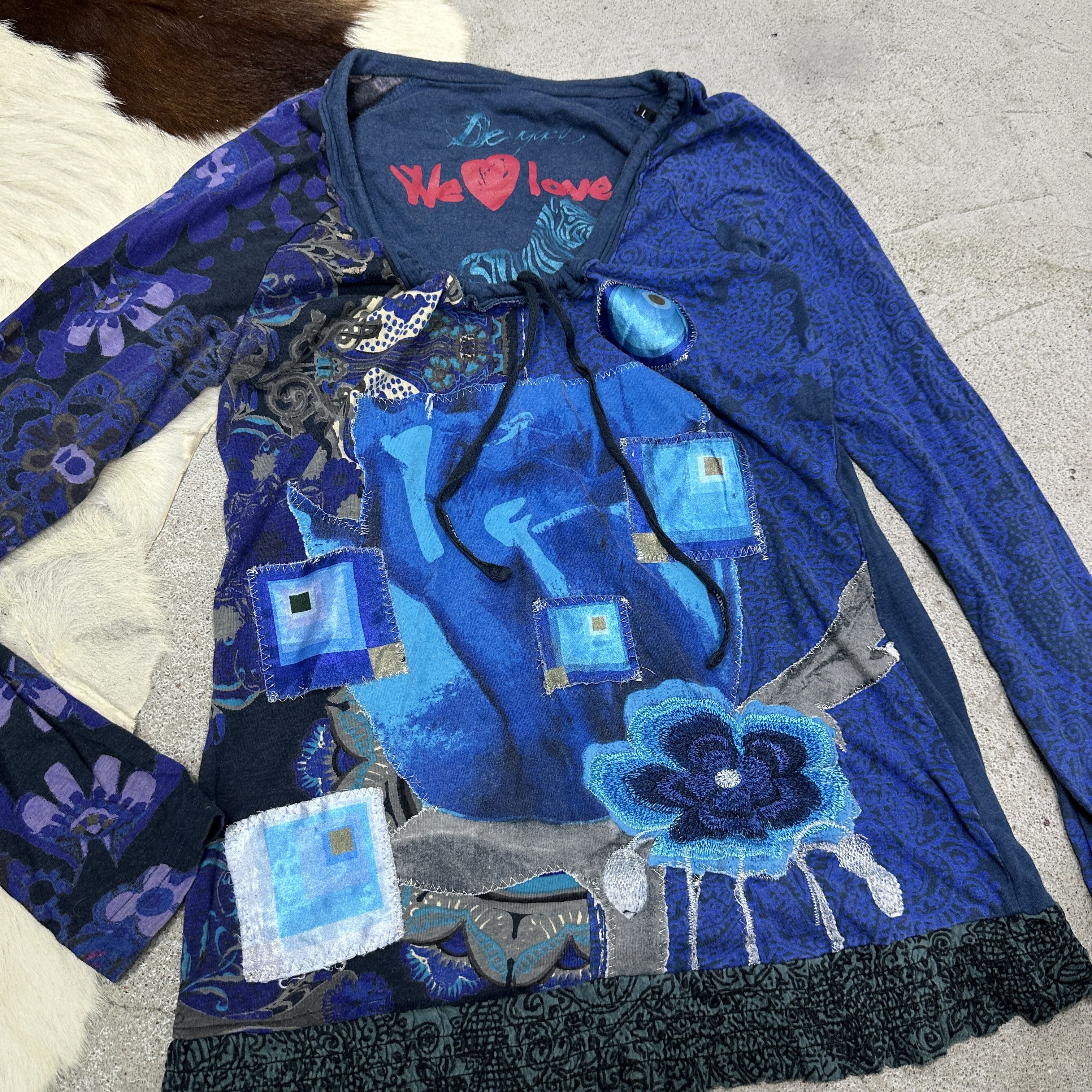 Desigual Vintage Preppy Old Money Printed Desigual Top Y2K Size XL / US 12-14 / IT 48-50 - 4 Thumbnail