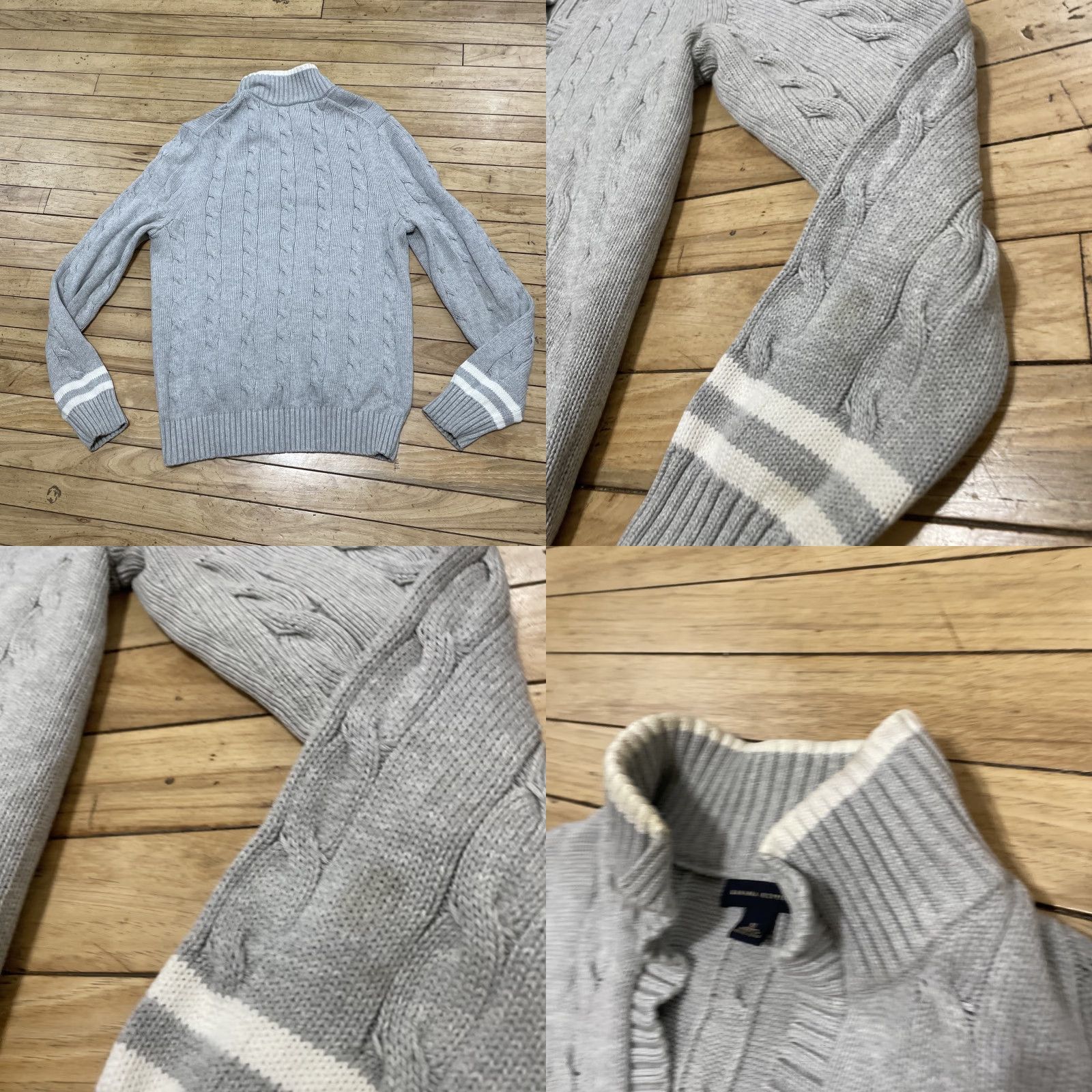 Banana Republic VINTAGE Banana Republic Sweater Men M Gray Cable Knit Open Collar Yacht Old Money Shirt (Not allowed: new words). Size US M / EU 48-50 / 2 - 10 Thumbnail