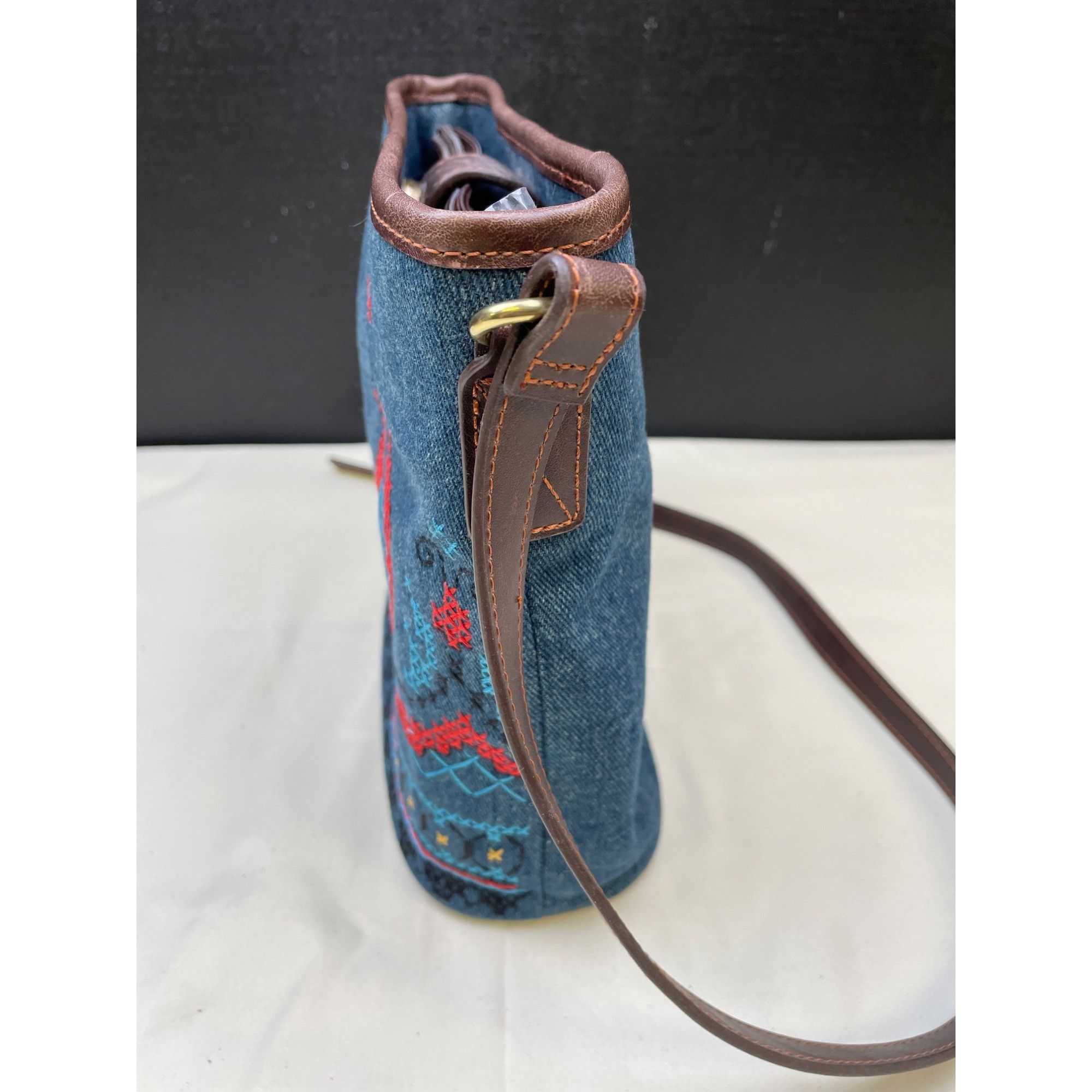 Relic Relic Women's Blue Denim Embroidered Cross Body Bag/ Purse S Size ONE SIZE - 4 Thumbnail