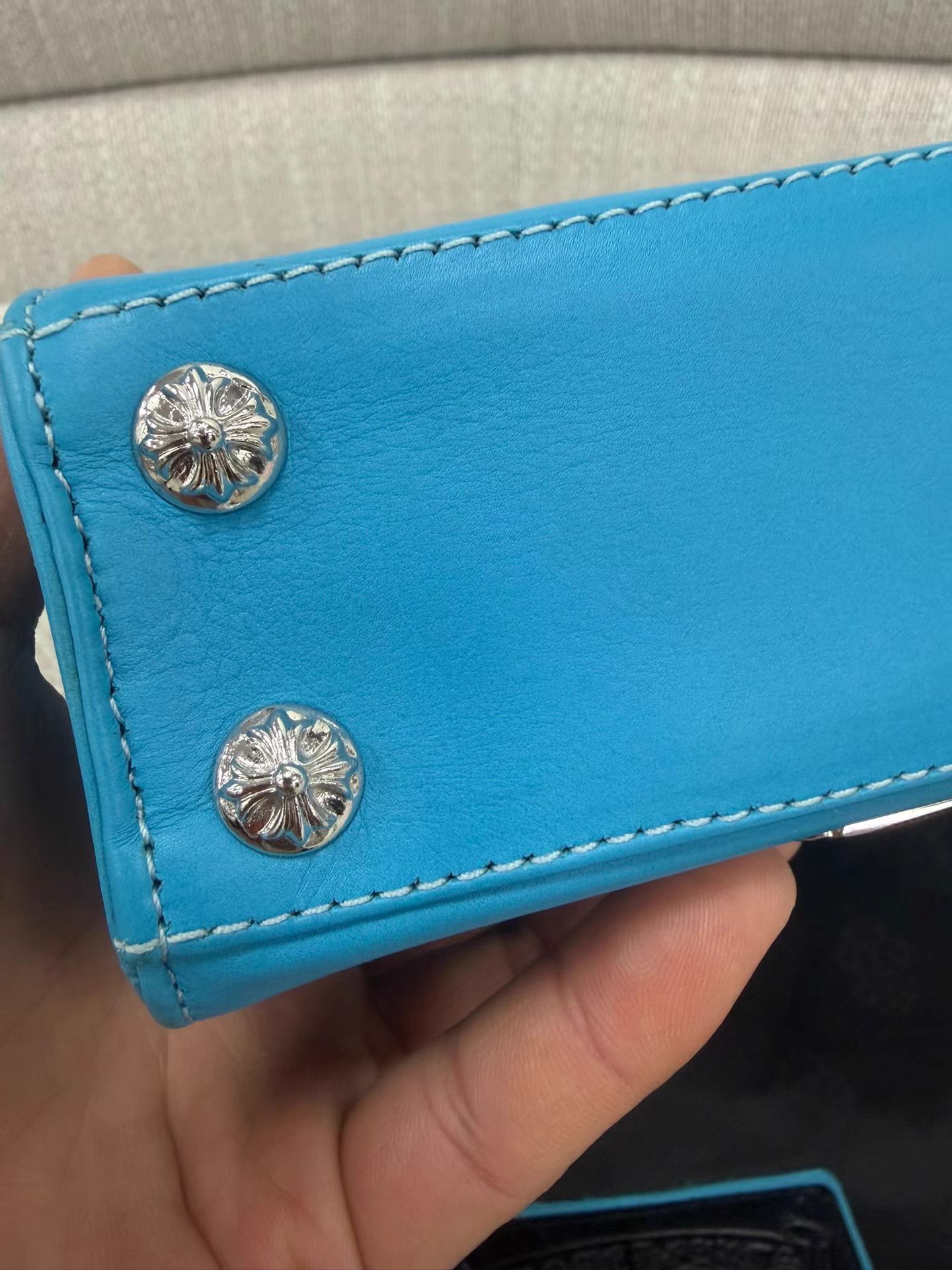 Chrome Hearts hrome Hearts Blue Calf Leather Box Shoulder Bag Size ONE SIZE - 7 Thumbnail