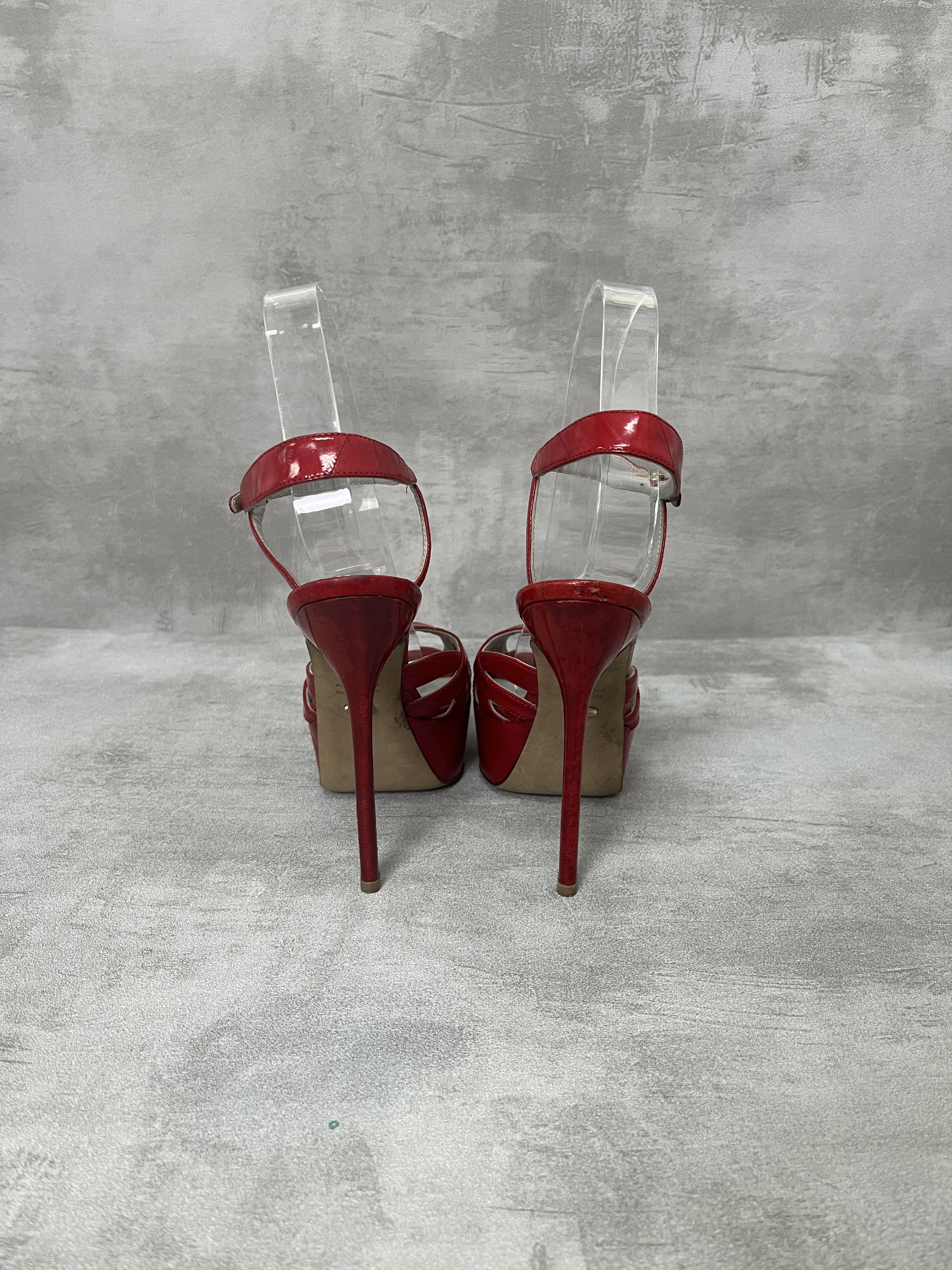 Sergio Rossi Sergio Rossi Wine Red Peep-Toes Platform Heels Size US 5 / IT 35 - 4 Thumbnail