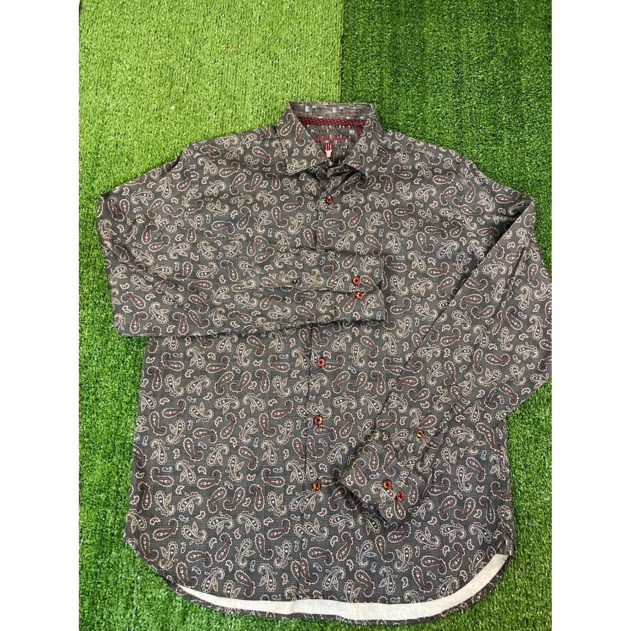 Luchiano Visconti Visconti Black Mens LG Paisley Plaid Button Down Shirt Grey Size US L / EU 52-54 / 3 - 2 Thumbnail
