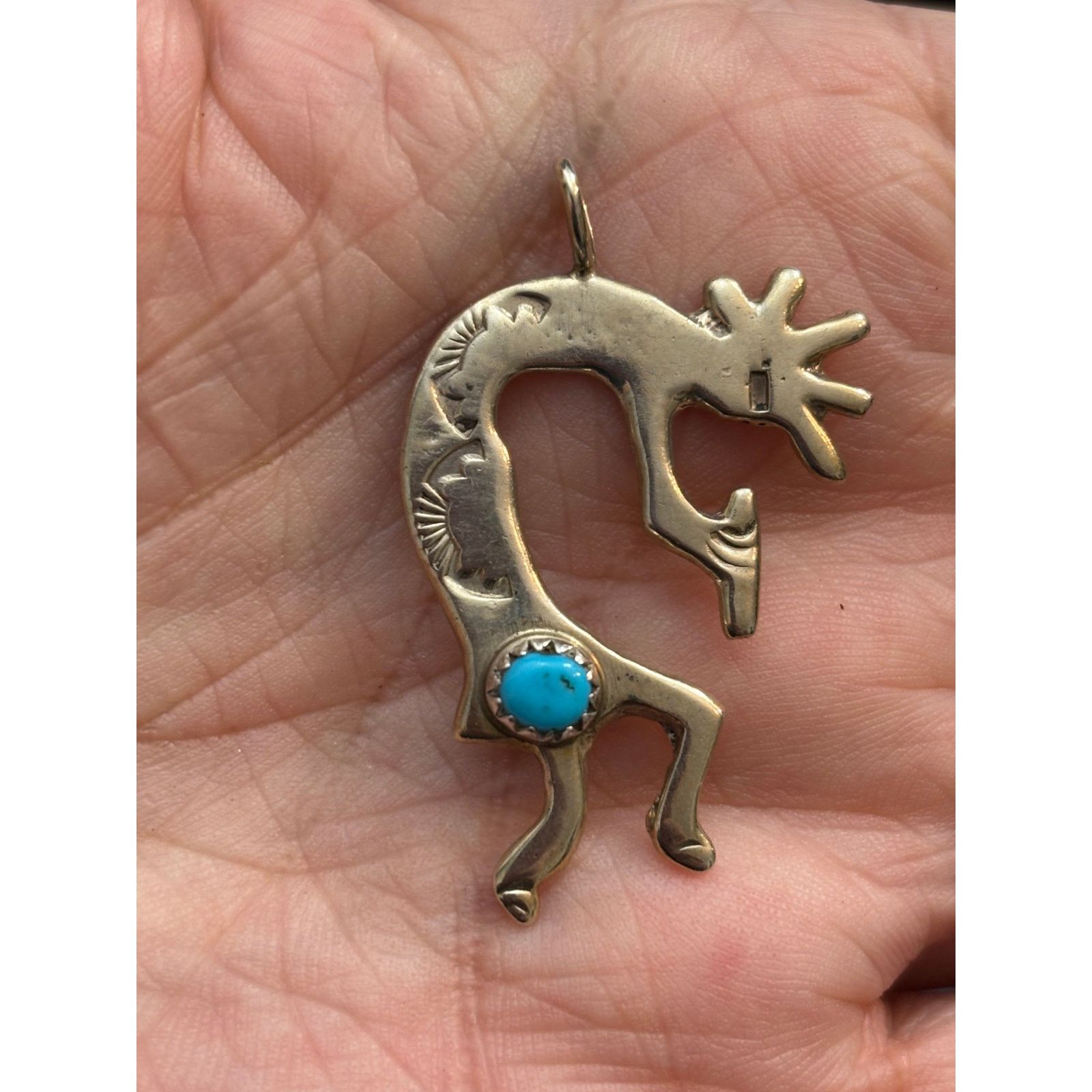 Other Vintage Sterling Silver Kokopelli Pendant Turquoise Accent Size ONE SIZE - 2 Thumbnail