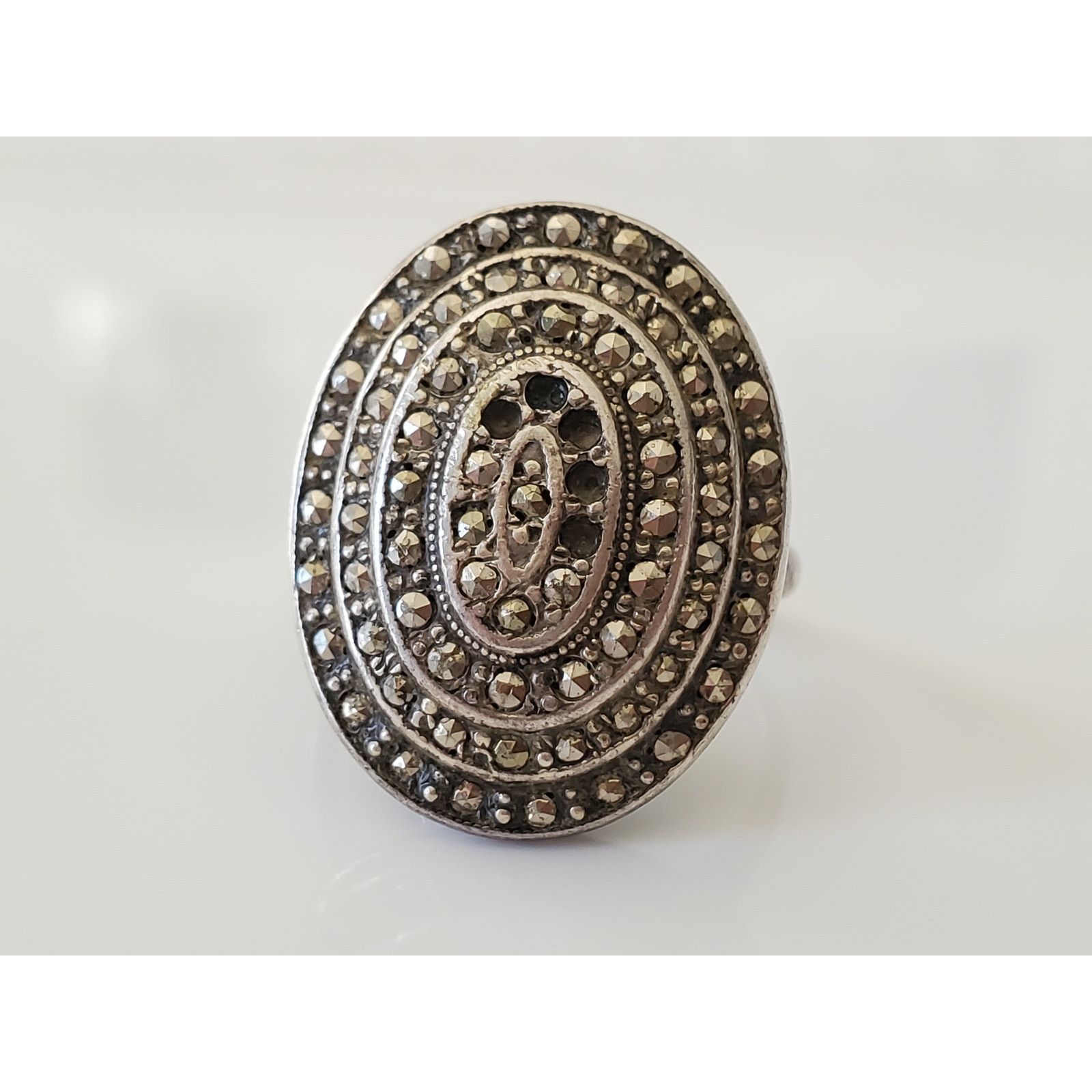 Other Vintage Sterling Silver Marcasite Ring Size ONE SIZE - 3 Thumbnail