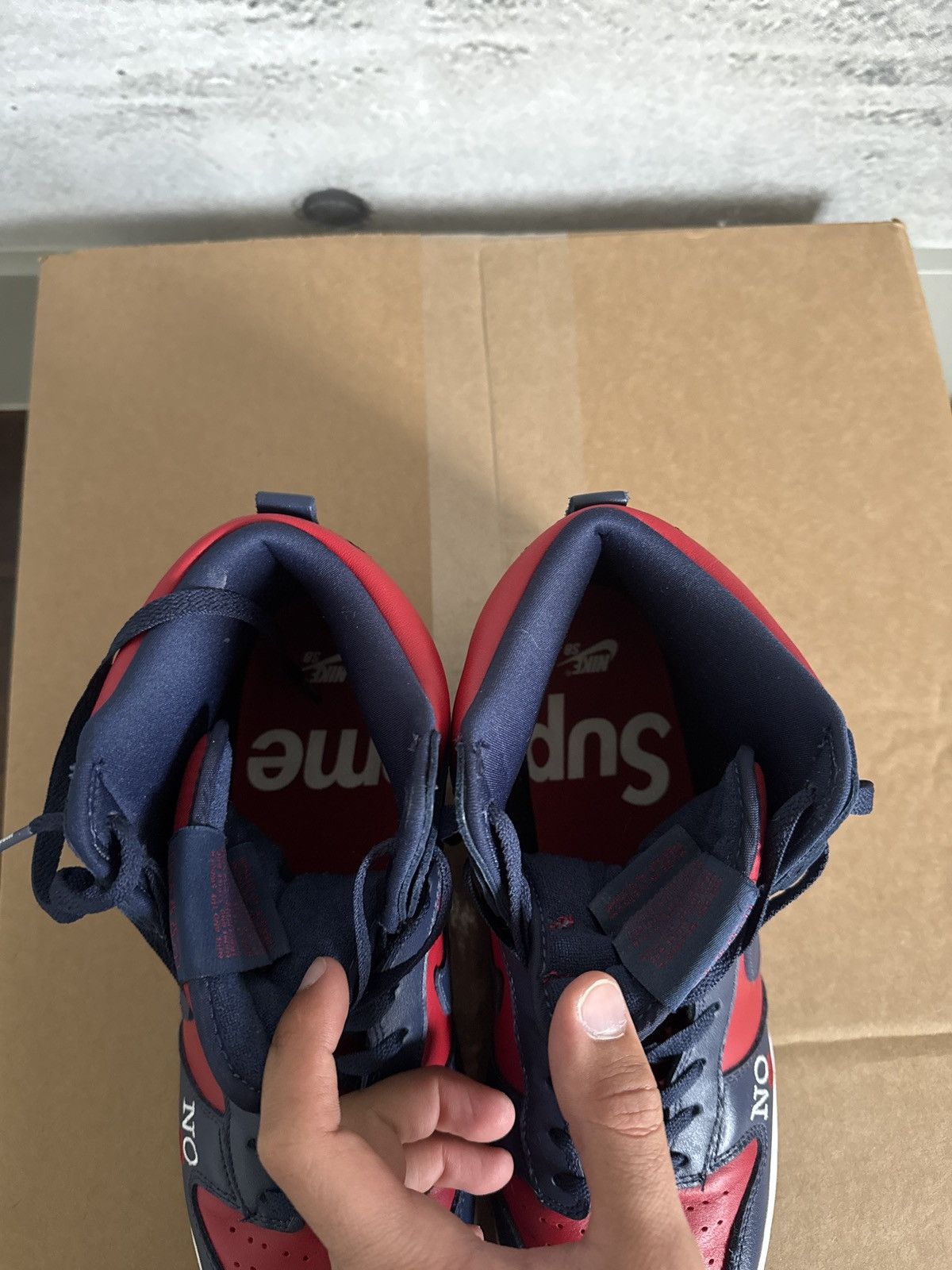 Nike × Supreme Nike SB Dunk High Supreme By Any Means Navy Size US 11 / EU 44 - 5 Thumbnail