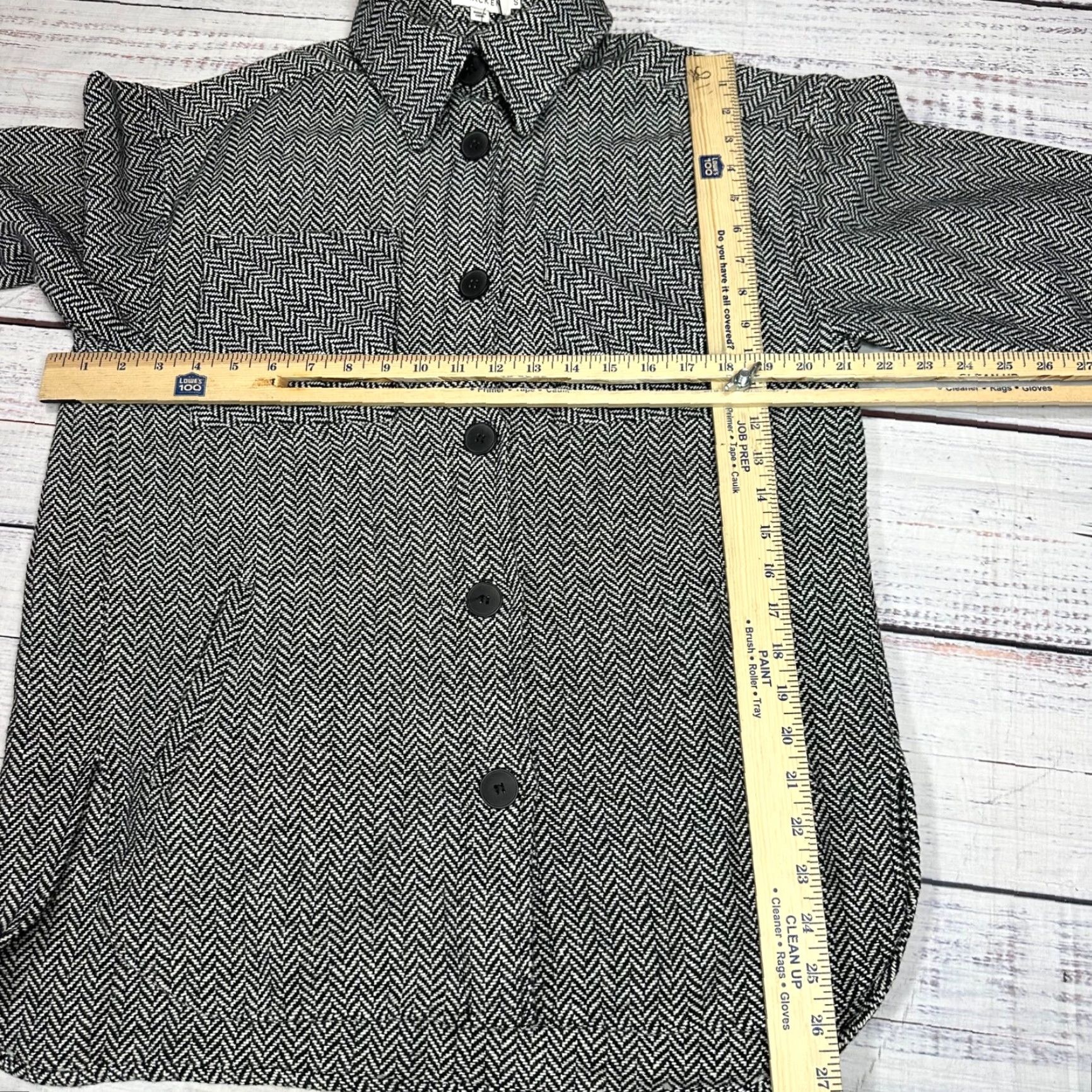 Vintage Molly Bracken Womens Jacket S Gray Herringbone Button Up Pockets Shirt Jacket Size S / US 4 / IT 40 - 2 Thumbnail