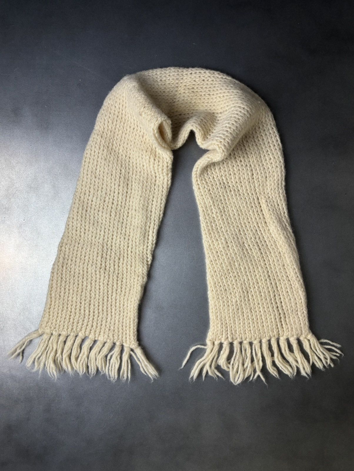 Aran Isles Knitwear × Vintage Vintage Scarf Cream Cable Knit Wool Acrylic Handknit 70s 80s Size ONE SIZE - 9 Thumbnail