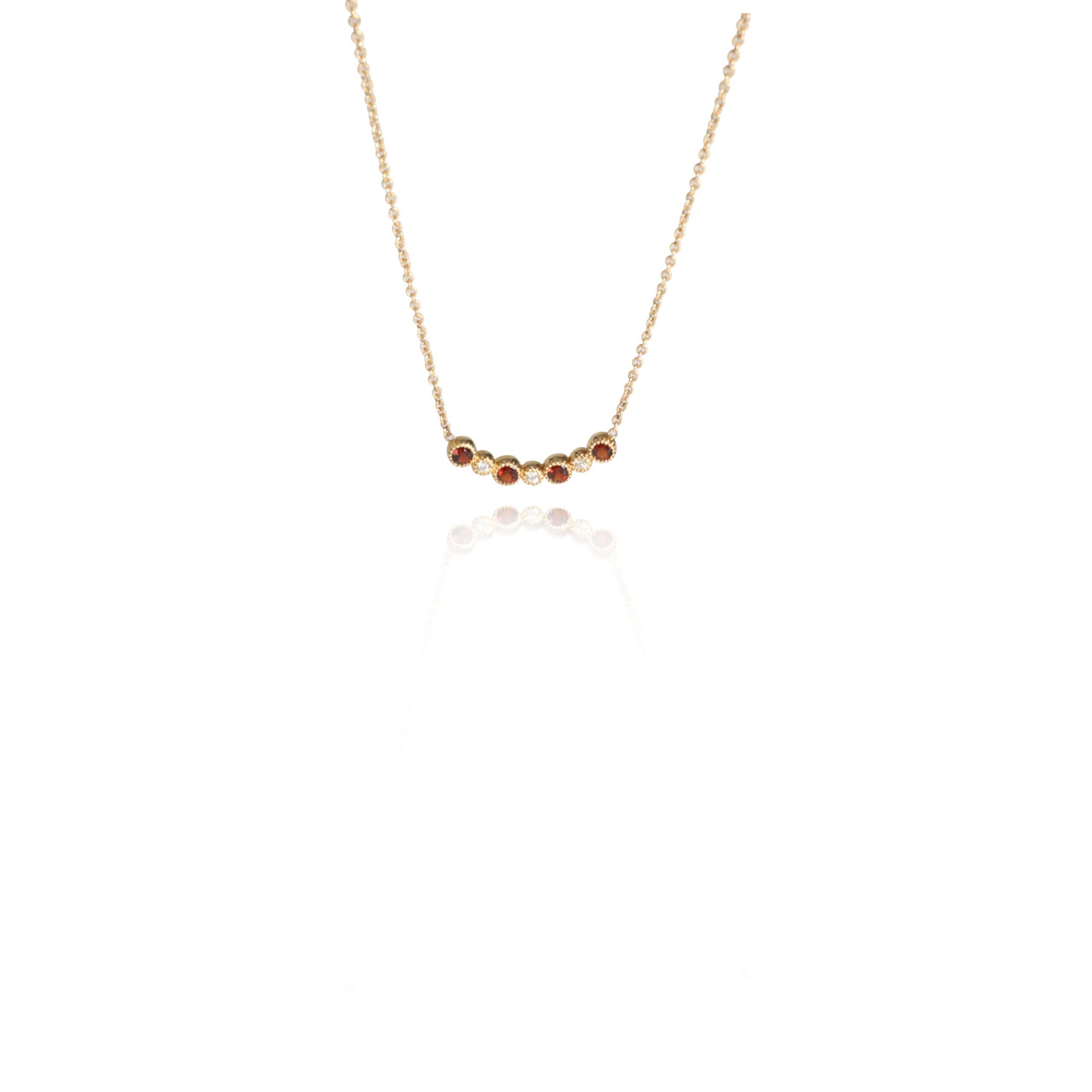 image of Tiffany Co 14K Yellow Gold My Story Diamond & Garnet Small Smile Pendant, .04 Ctw, Women's