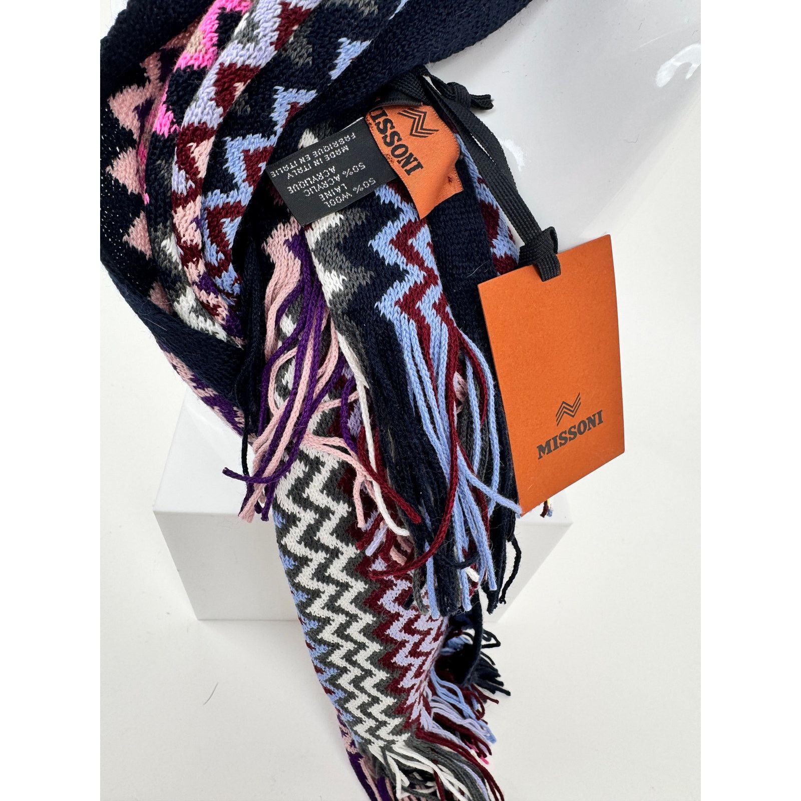 Missoni Missoni NWT Wool Blend Zigzag Pattern Crochet Knit Scarf Size ONE SIZE - 10 Thumbnail