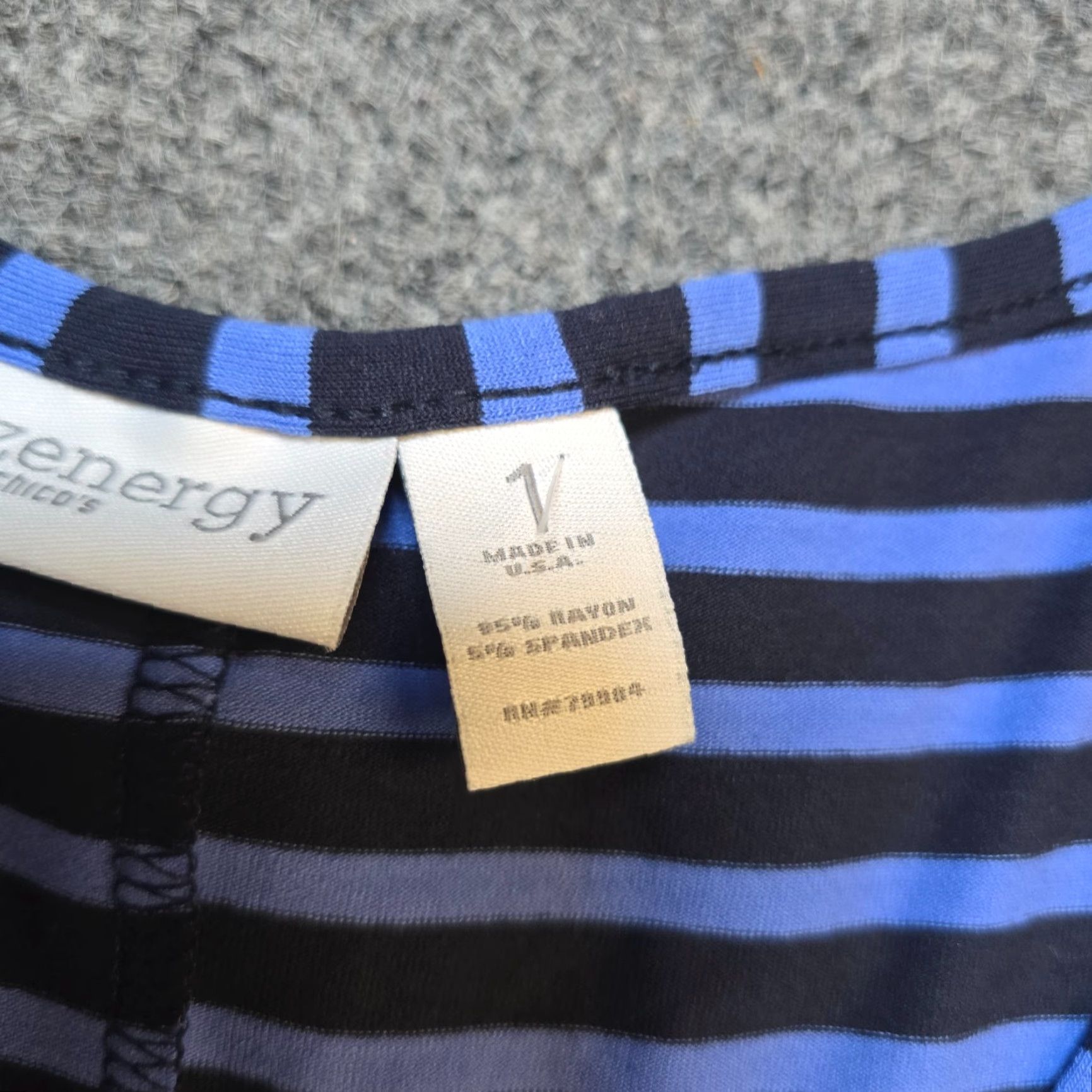 Vintage Chicos Dress Maxi Womens Large Blue Striped Sleeveless Casual Knit Rayon Spandex Size L / US 10 / IT 46 - 5 Thumbnail