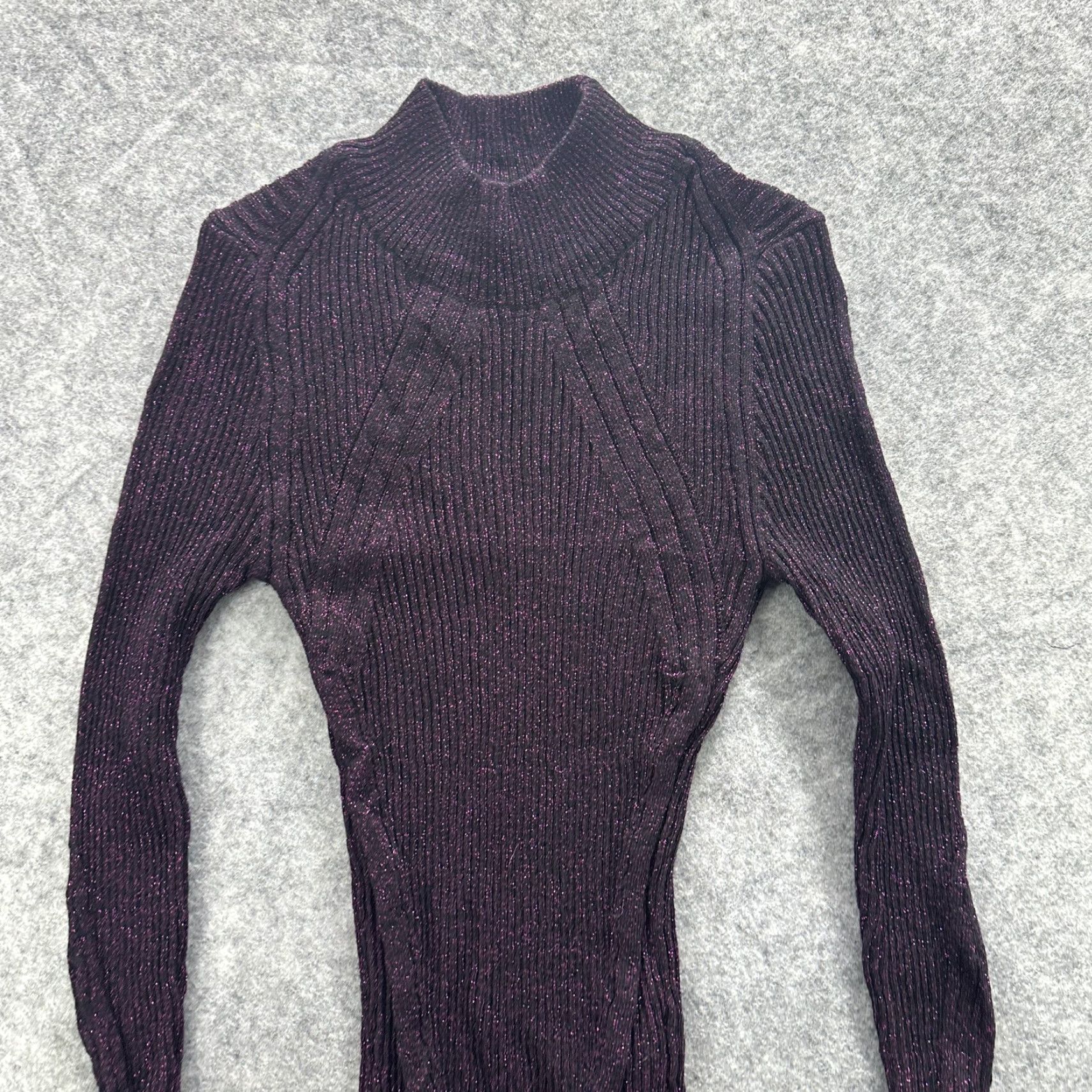 Topshop Topshop Sweater Womens XS UK 6 Metallic Knit Long Sleeve Mock Neck Shimmer Pullo Size XS / US 0-2 / IT 36-38 - 2 Thumbnail