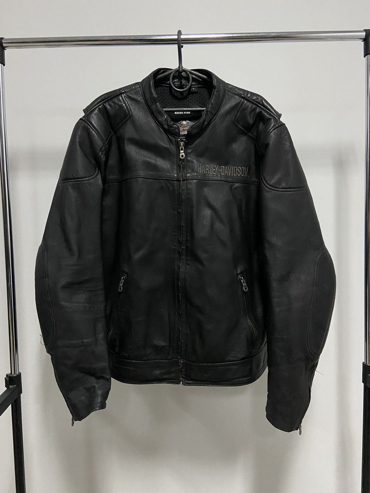 Harley Davidson × Vintage Harley Davidson leather jacket big logo moto vintage biker Size US L / EU 52-54 / 3 - 2 Thumbnail