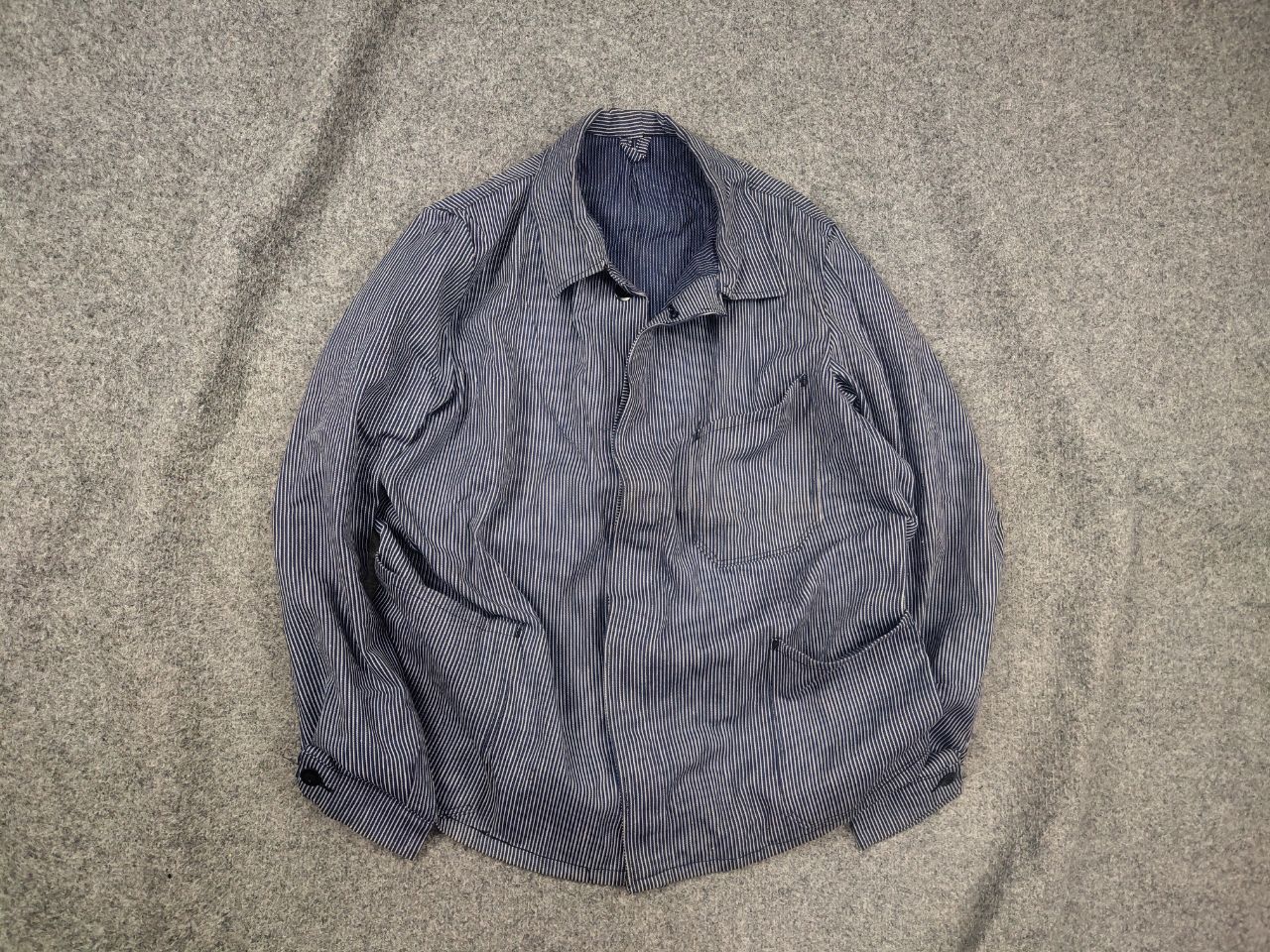 Vintage Vintage 60's French sanforized work striped Chore Jacket Size US L / EU 52-54 / 3 - 1 Thumbnail