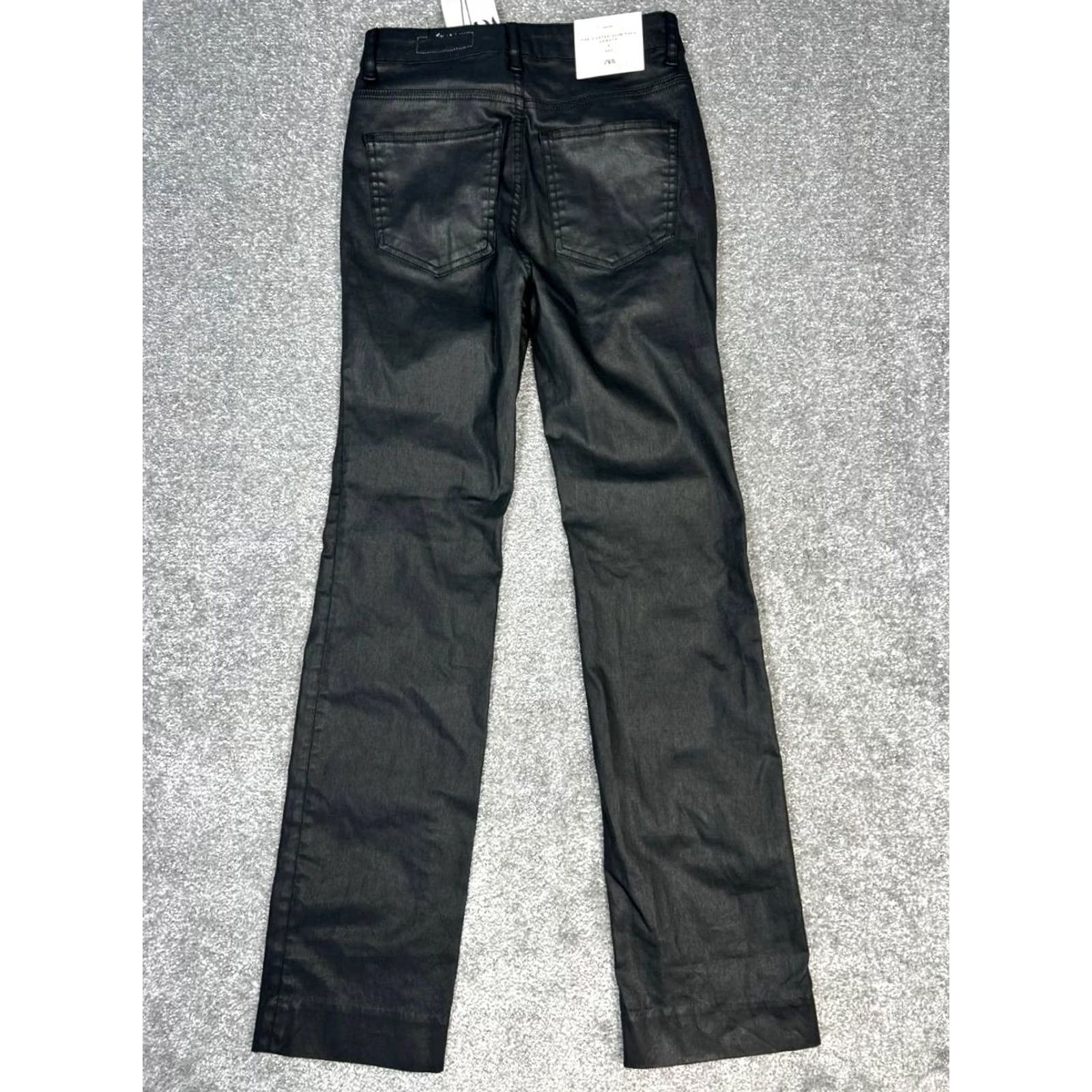 Zara Zara Coat Womens 2 Black The Coated Slim Jeans Cotton Stretch High Rise Skinny 25x30 Size 26" / US 2 / IT 38 - 2 Thumbnail