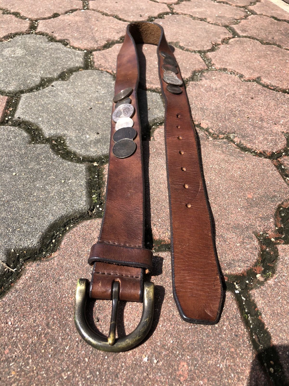 Tete Homme 💢Very Rare💢 Tete Homme Coin Leather Belt Size 34 - 3 Thumbnail