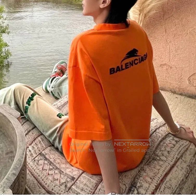 Balenciaga Balenciaga Short Sleeve with Orange Logo Embroidery Size US M / EU 48-50 / 2 - 5 Thumbnail