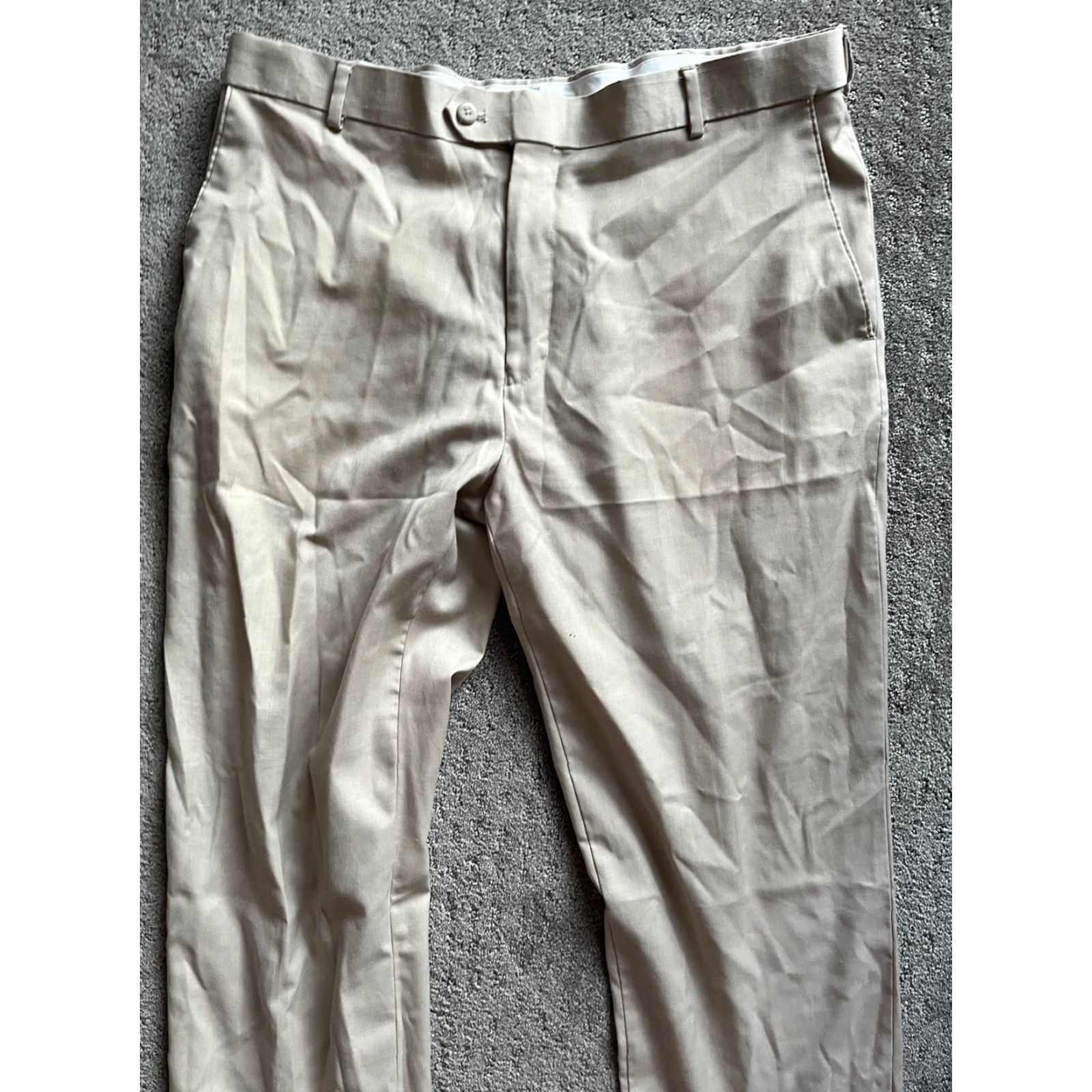 Stafford Stafford Dress Pants Men Beige Wool Blend 38x30 Classic Pockets Belt Loops Straight Leg Front Pleated Beige Size US 38 / EU 54 - 2 Thumbnail