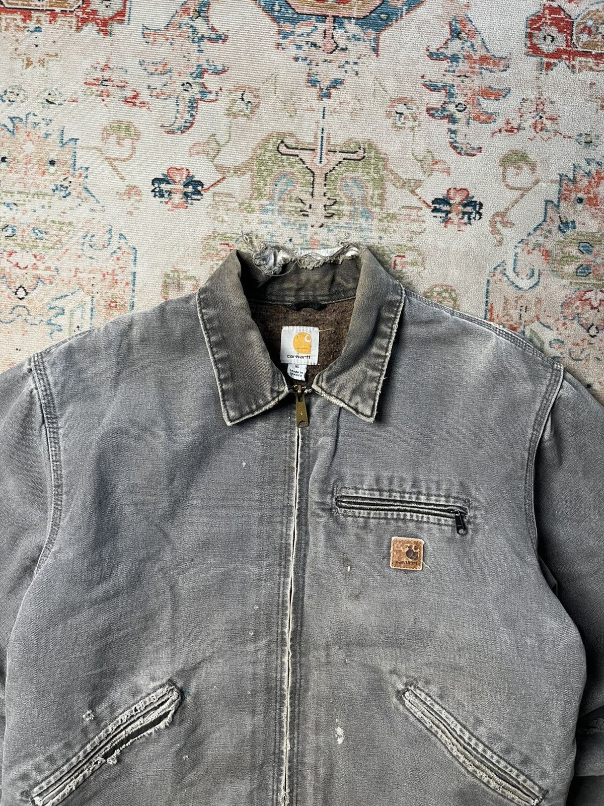 Carhartt Vintage Disressed Carhartt J97GVL Detroit Jacket Gravel Grey Size US XL / EU 56 / 4 - 3 Thumbnail