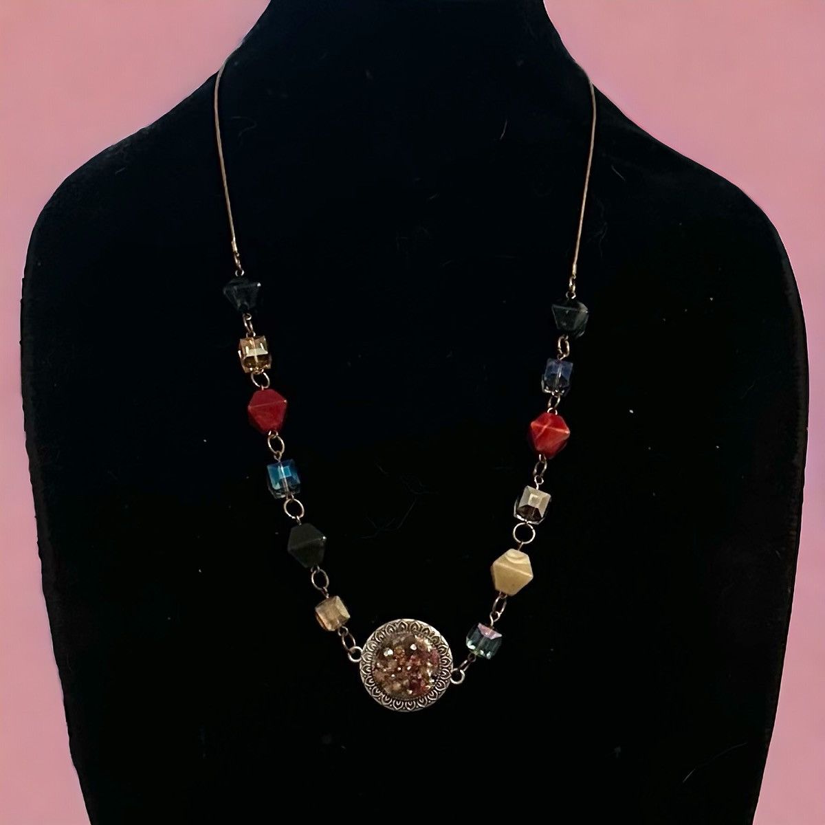 Other Multi color stationed bead and druzy center necklace Size ONE SIZE - 1 Thumbnail
