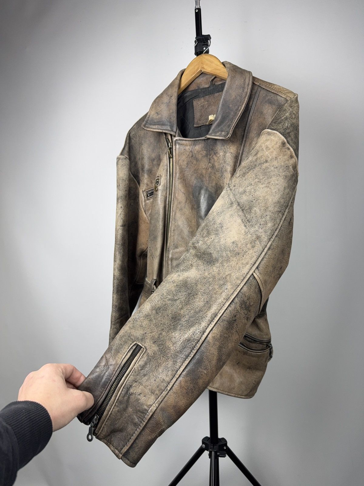 Genuine Leather 90s Retro Heavy Distressed Leather Moto Biker Jacket Vintage Size US XL / EU 56 / 4 - 4 Thumbnail