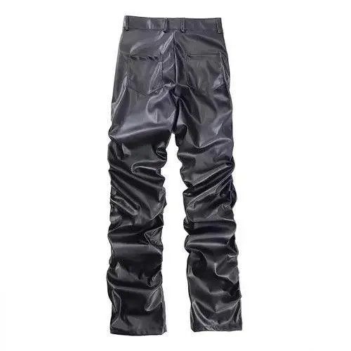 Japanese Brand × Jean Stacked / Pleated Black Faux Leather Jeans Size US 30 / EU 46 - 3 Thumbnail