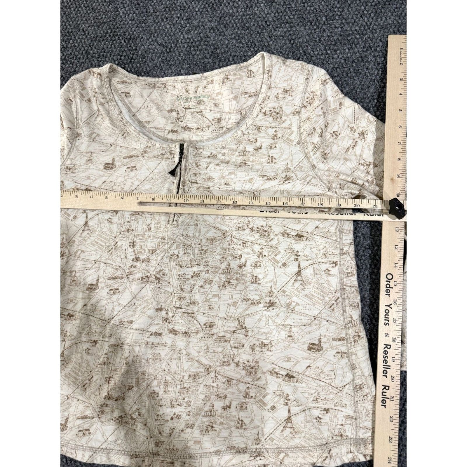 Soft Surroundings Soft Surroundings Shirt Womens L Geometric Embroidered Round Neck Long Sleeve Casual Tunic Beige Logo no holes or tears Size L / US 10 / IT 46 - 4 Thumbnail