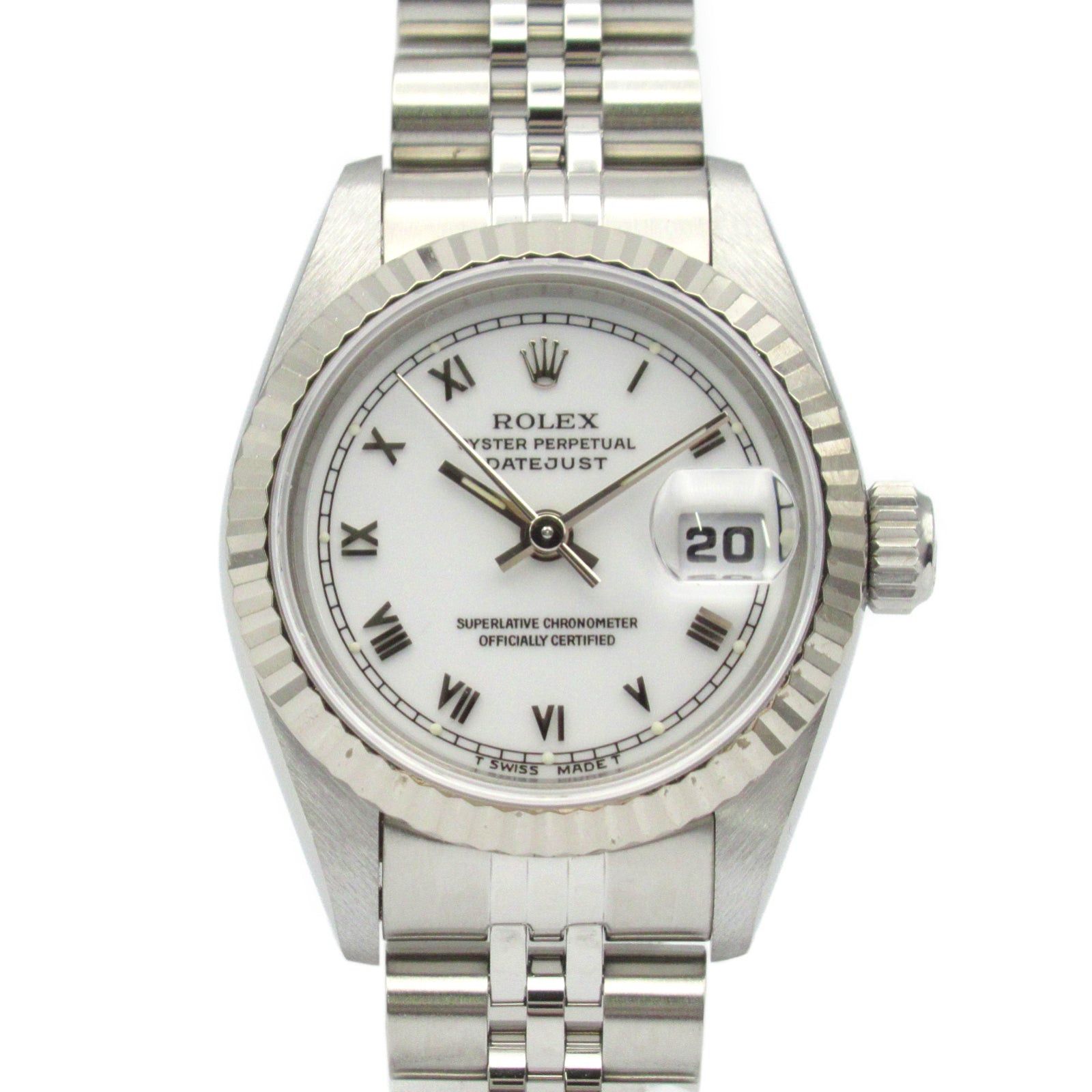 Rolex Datejust Double Number Women Watch Automatic Winding K18Wg (White Gold) Stainless Steel White Ro