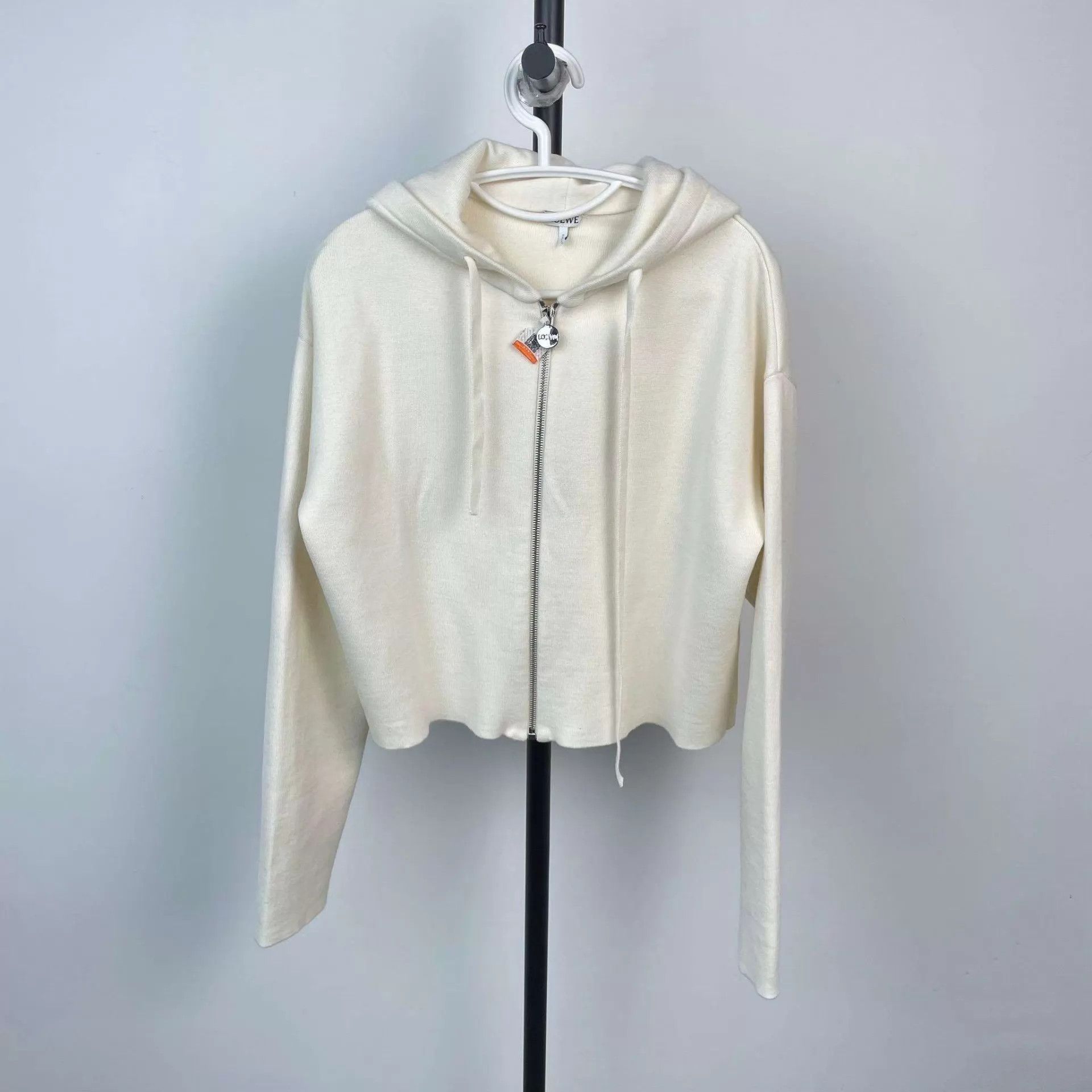 Loewe Loewe 97% New Wool Knit Hoodie S Cream White Size S / US 4 / IT 40 - 1 Thumbnail